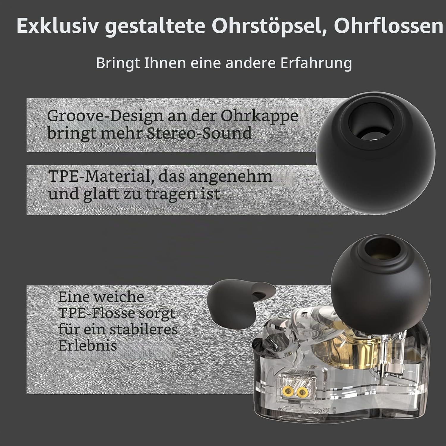 Detalle de Yinyoo CCZ Melody – kabelgebundene In-Ear-Gaming-Earbuds mit abnehmbarem OFC-Kabel und Mikrofon
