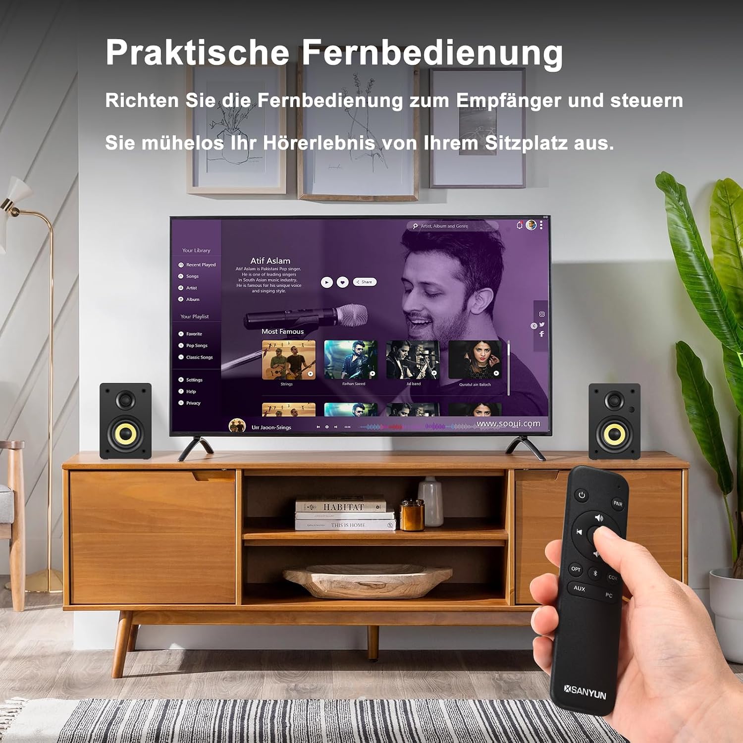 Detalle 2 de Sanyun SW206 4” HiFi Bücherregal-Lautsprecher 80W