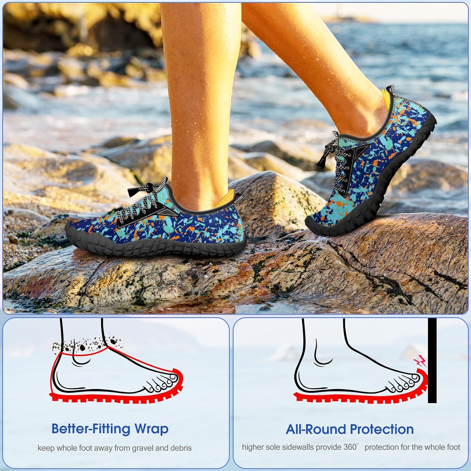 Detalle de Built-in Heel Grips Water Shoes for Kids: All-Terrain Comfort with Wide Toe Box