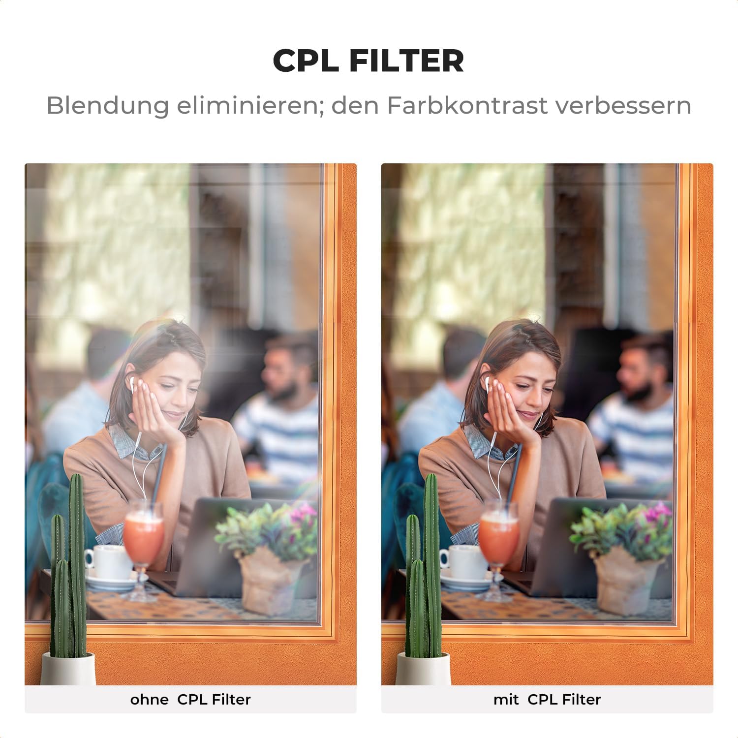Detalle de K&F CONCEPT Filterset 55mm CPL + UV – Nano-Klear-Serie (CNC, 18-Schicht- Beschichtung)