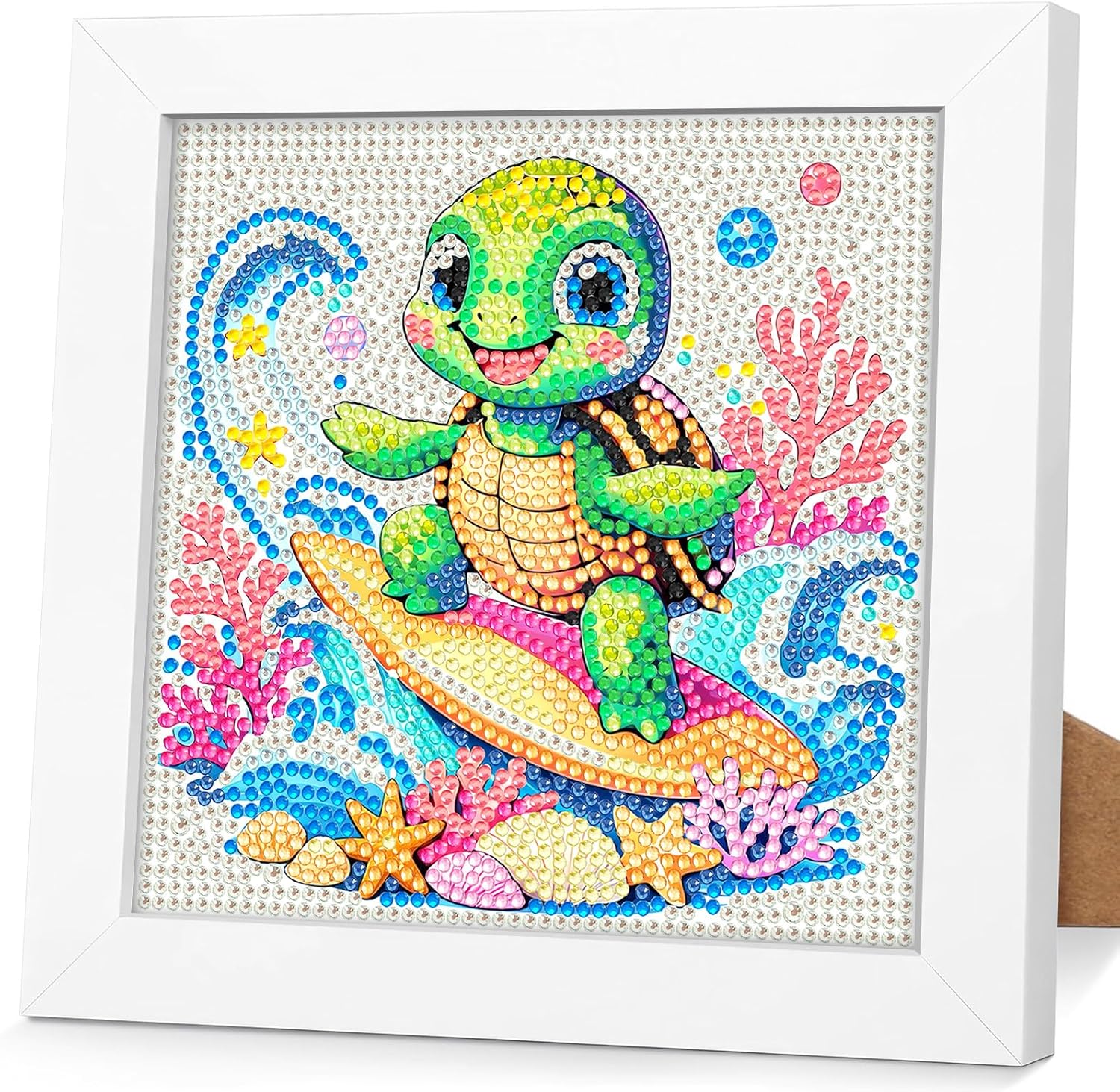 jieyisier Schildkröten Diamond Painting mit Holzrahmen (5D), 15 x 15 cm – für Anfänger