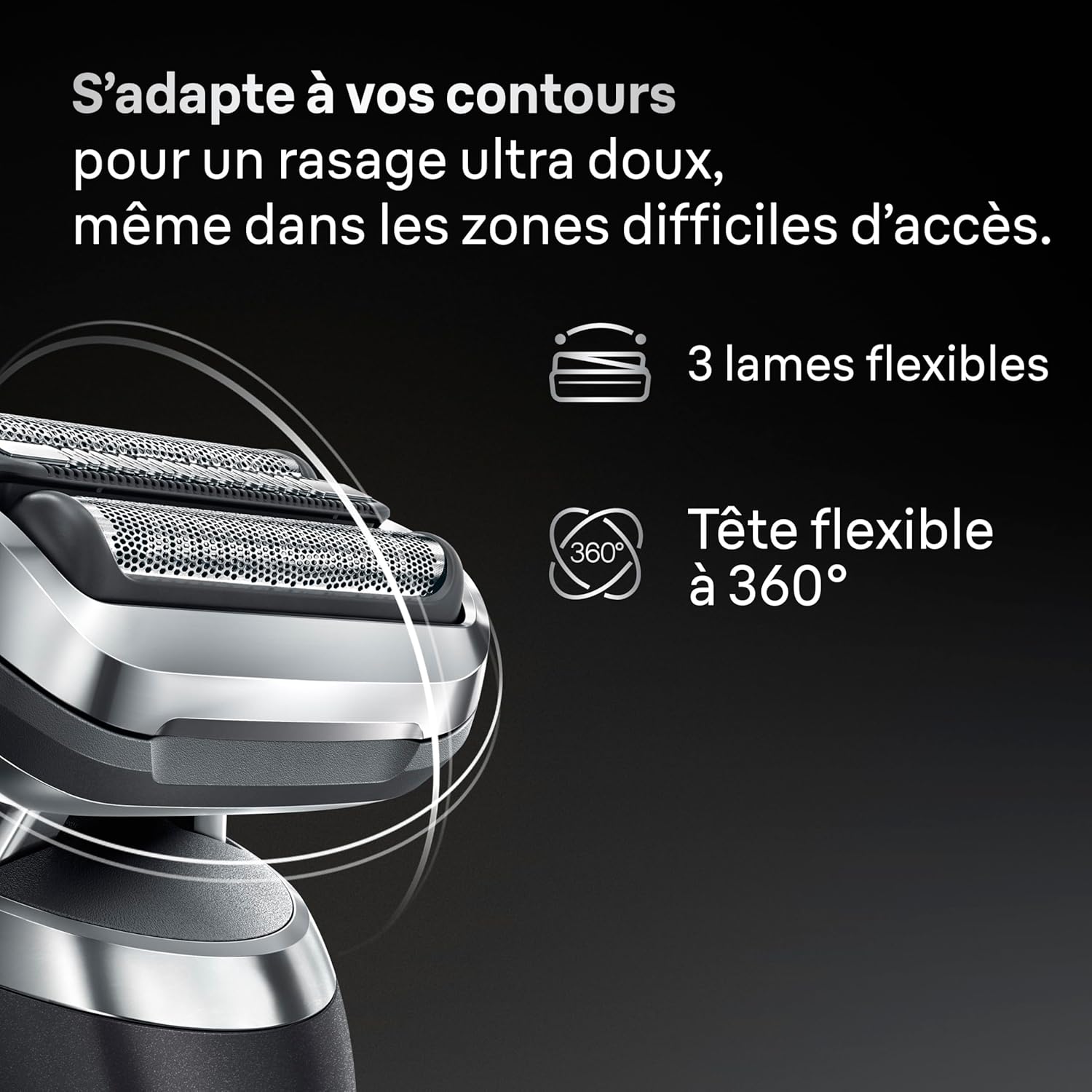 Thumbnail 2 de Tête de rasoir électrique Braun Series 7 74S (origine) argent — grille SkinFlex 360° et 3 lames flexibles