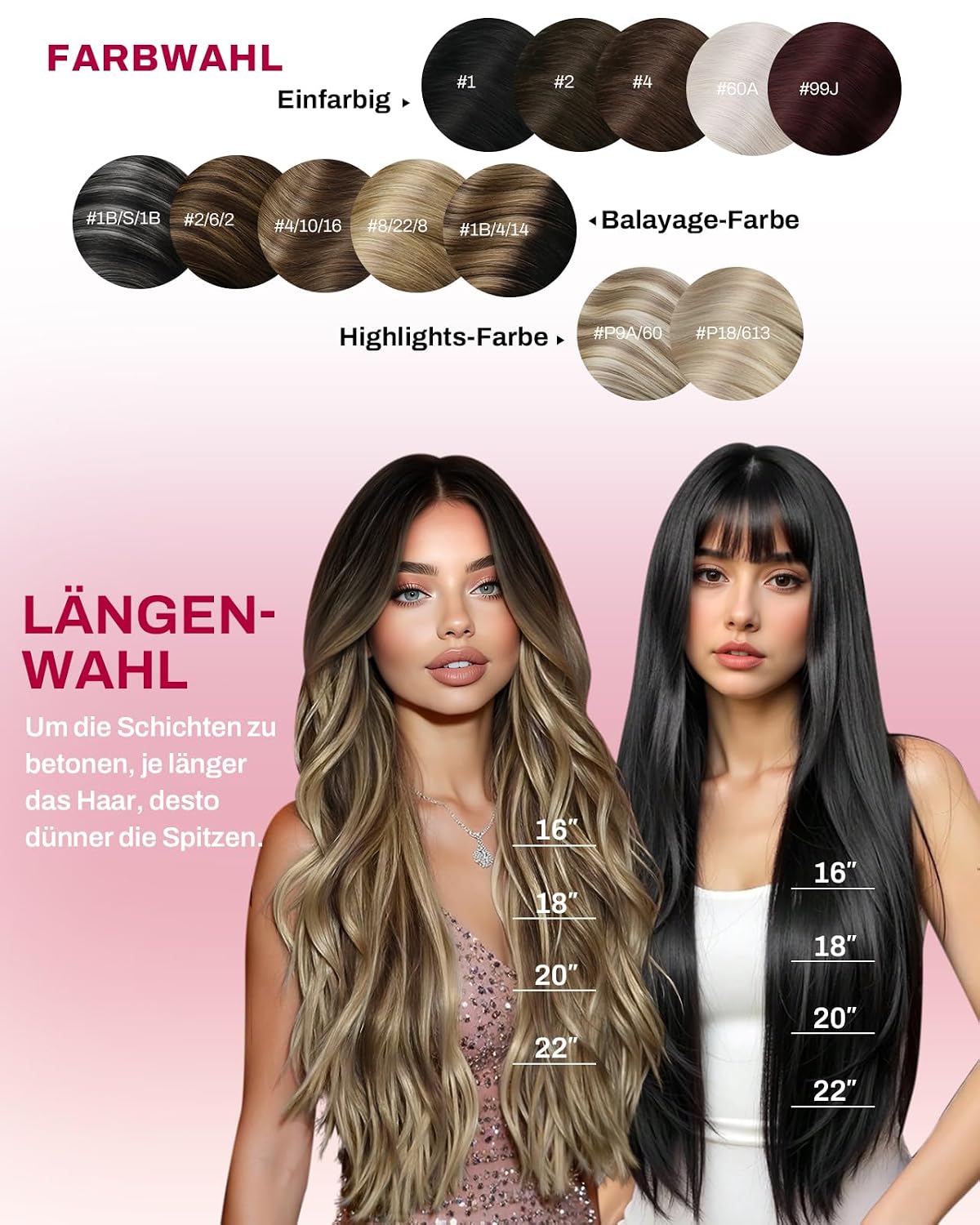 Thumbnail 5 de Moresoo Clip-in Extensions Echthaar – Salonqualität, 40 cm, 7 Stück, 135 g, #4/10/16 Braun zu Goldbraun