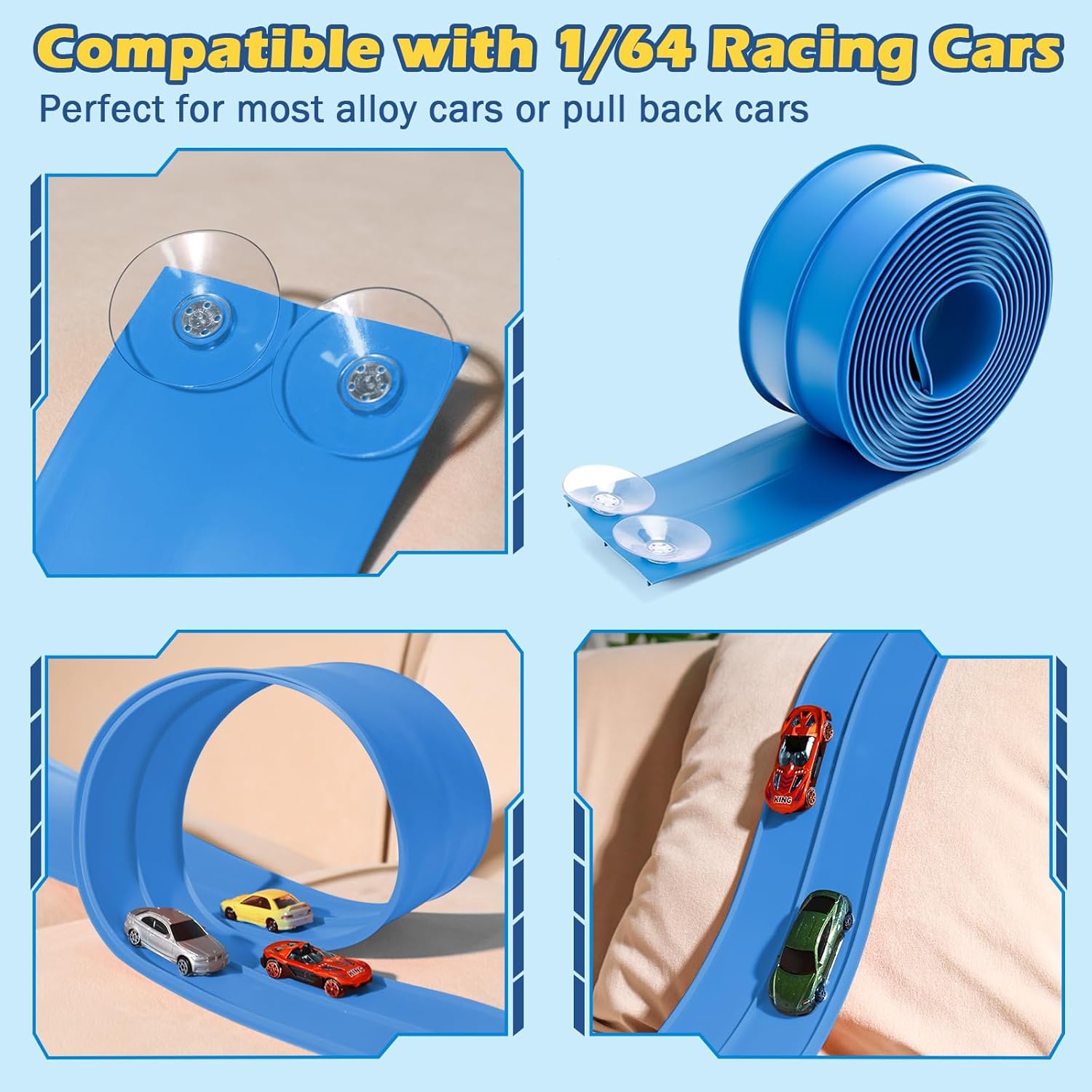 Detalle de INKZOO Flex Tracks 15 Ft Starter Set: Flexible Race Track for Kids 3+