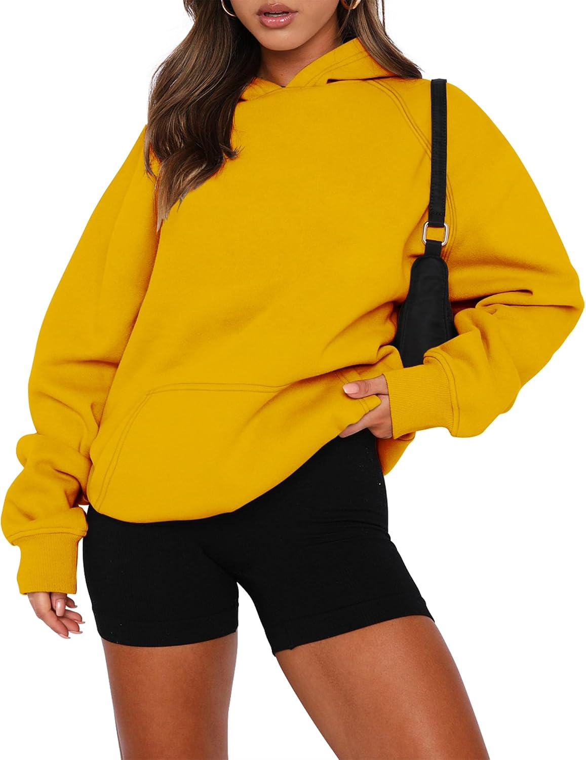 Detalle 2 de KISSMODA women’s long sleeve kangaroo pocket pullover hoodie (oversized boyfriend style)