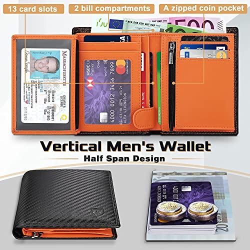 Detalle de TEEHON Portefeuille pour Homme en Cuir véritable avec Blocage RFID/NFC – 13 emplacements et 2 compartiments à billets