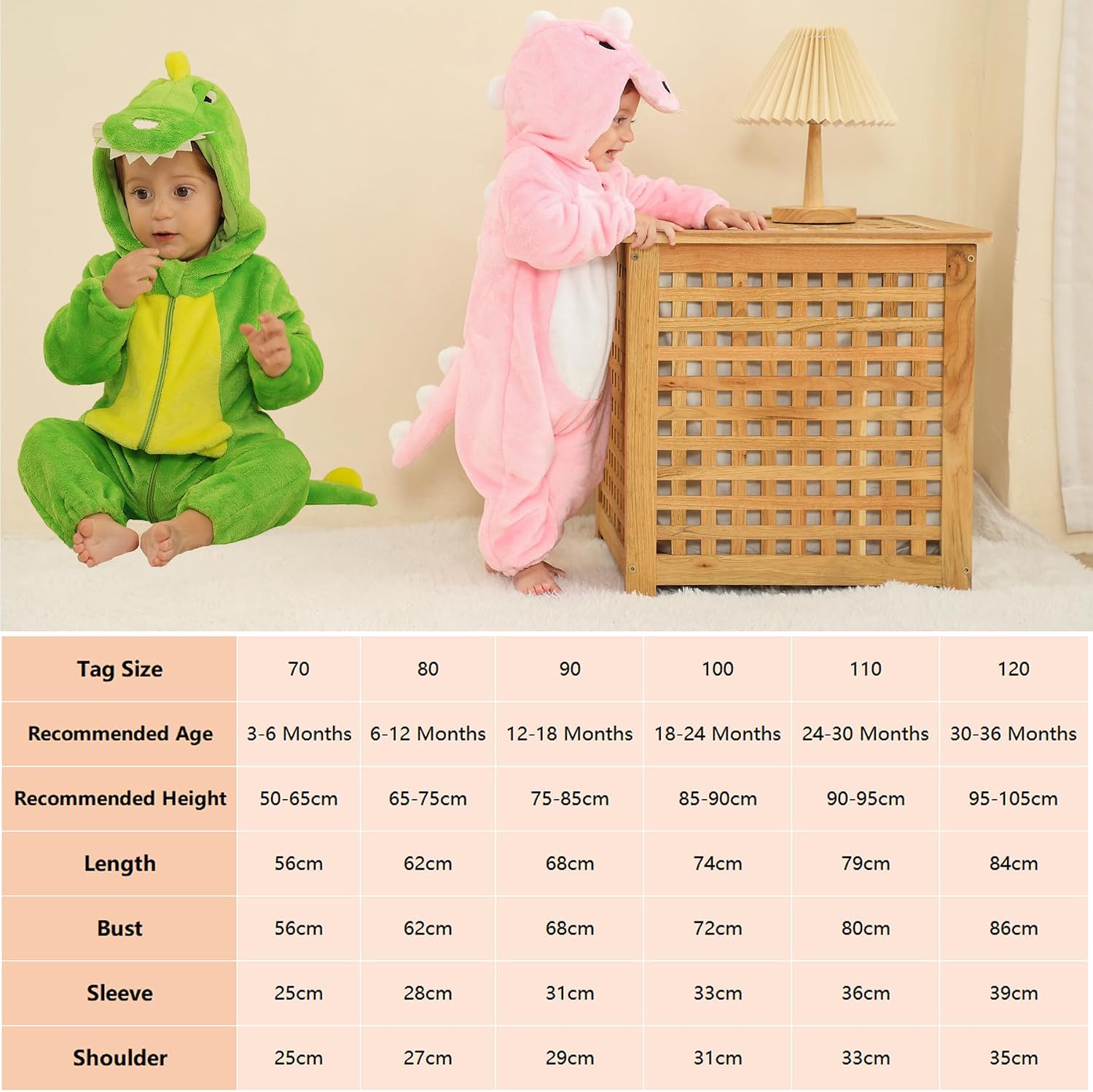 Thumbnail 1 de Hilmocho Baby Hooded Romper: Unisex Animal Cartoon Flannel Jumpsuit