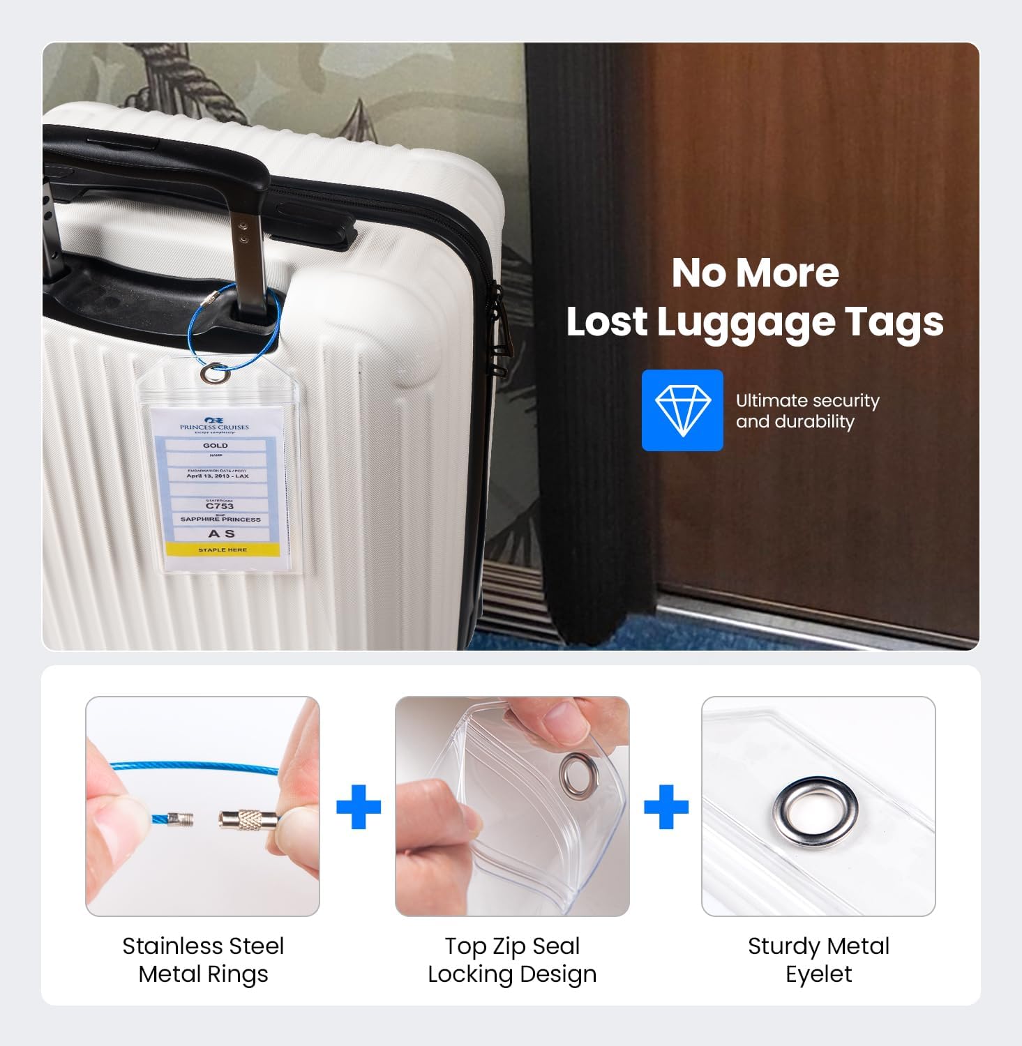 Thumbnail 6 de 2026 Cruise Essentials Kit: 4 Waterproof Clear Luggage Tags + 2 Detachable Lanyards