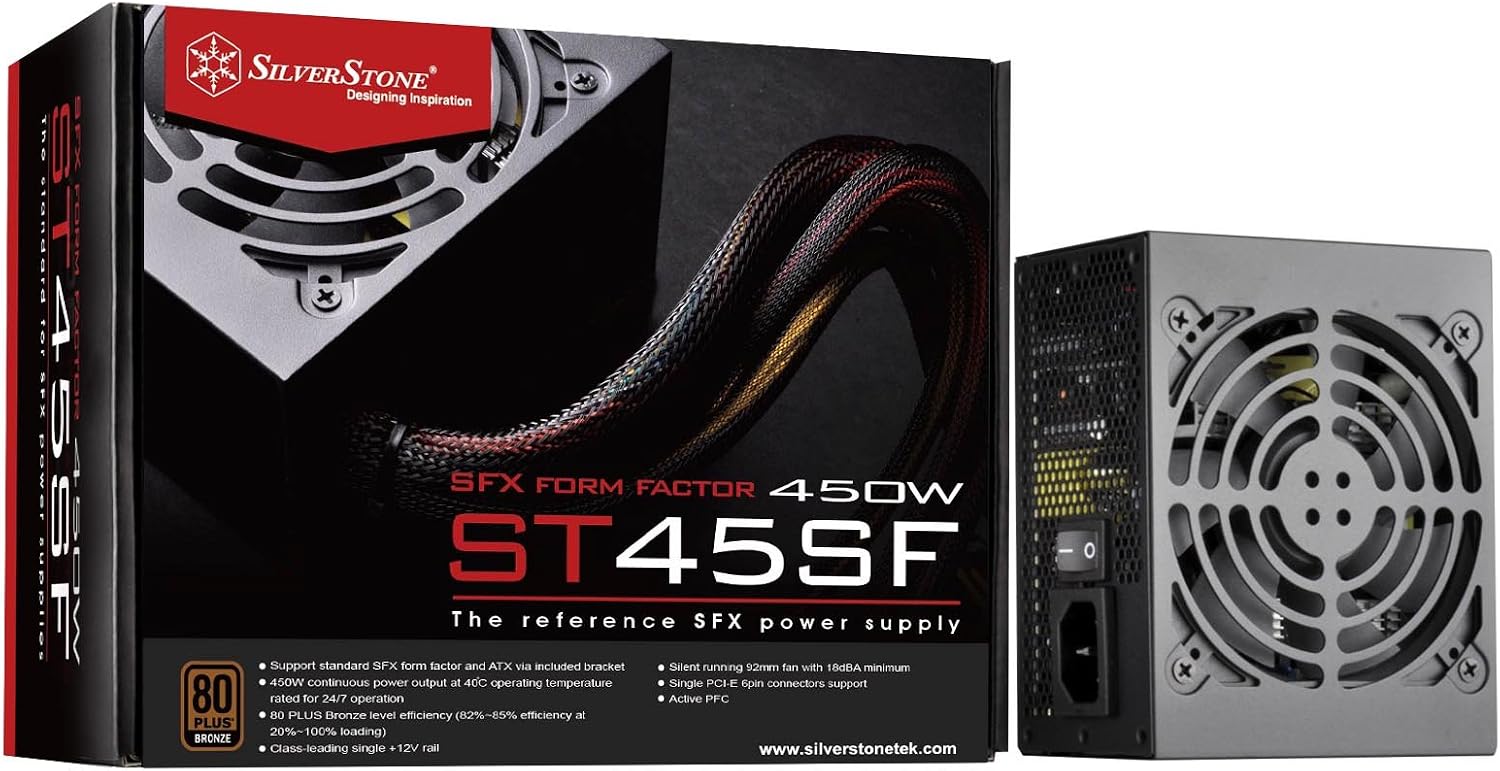 Detalle de SilverStone SST-ST45SF v 3.0 – zasilacz SFX 450 W 80 Plus Bronze, wentylator 92 mm