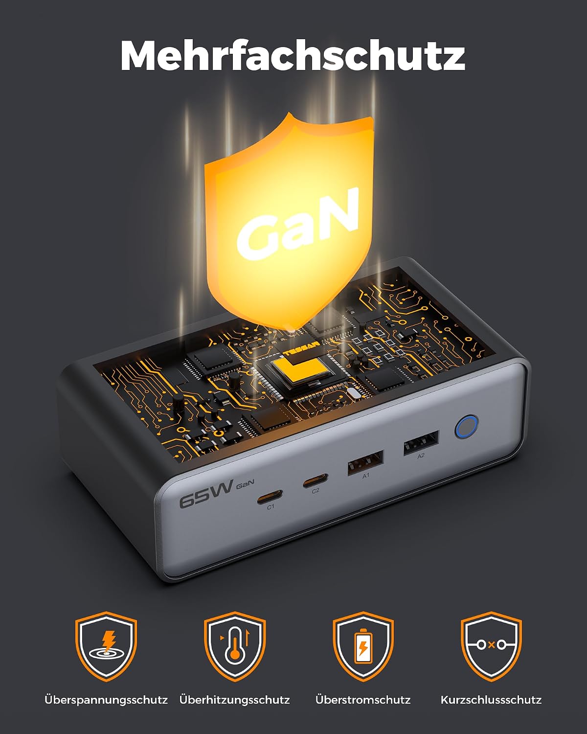 Thumbnail 4 de TESSAN Mehrfachsteckdose mit USB 6-in-1 (Überspannungsschutz, 4000 W, GaN PD 65 W, 1,5 m)