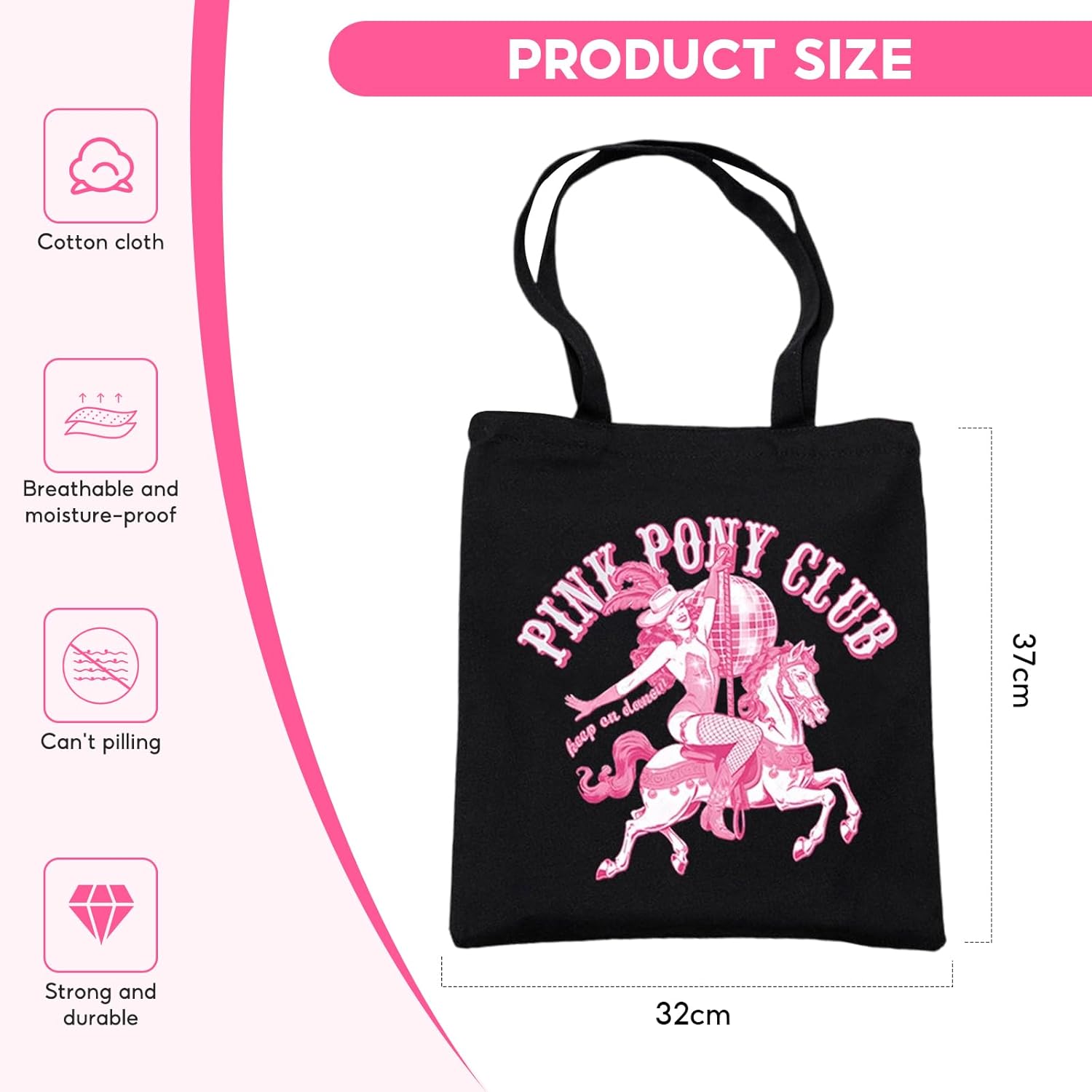 Thumbnail 3 de Puedno Singer Fans Tote Bags, Pink Pony Club – a practical fan tote worth considering