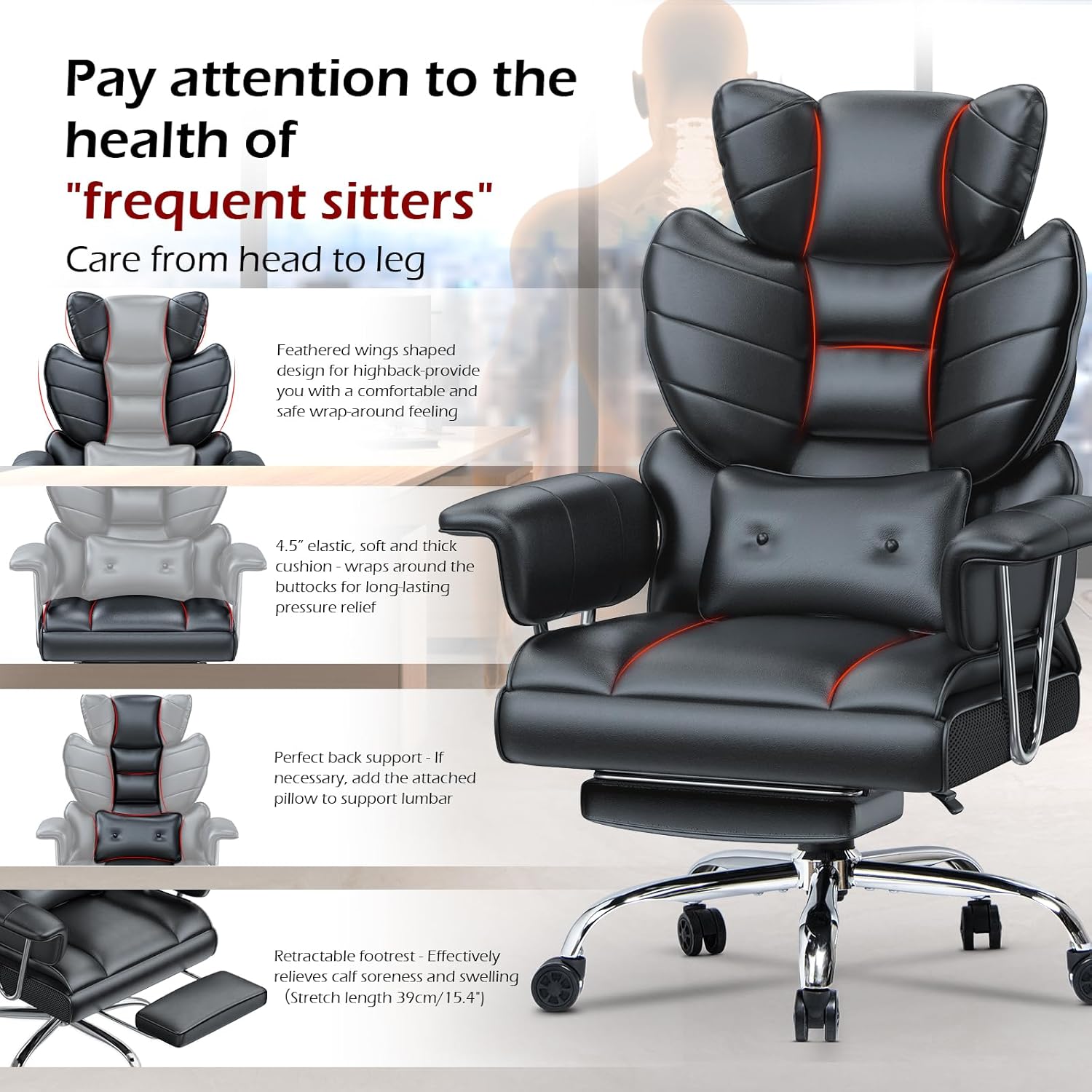 Thumbnail 4 de Racingreat Chaise de Bureau Ergonomique 135°