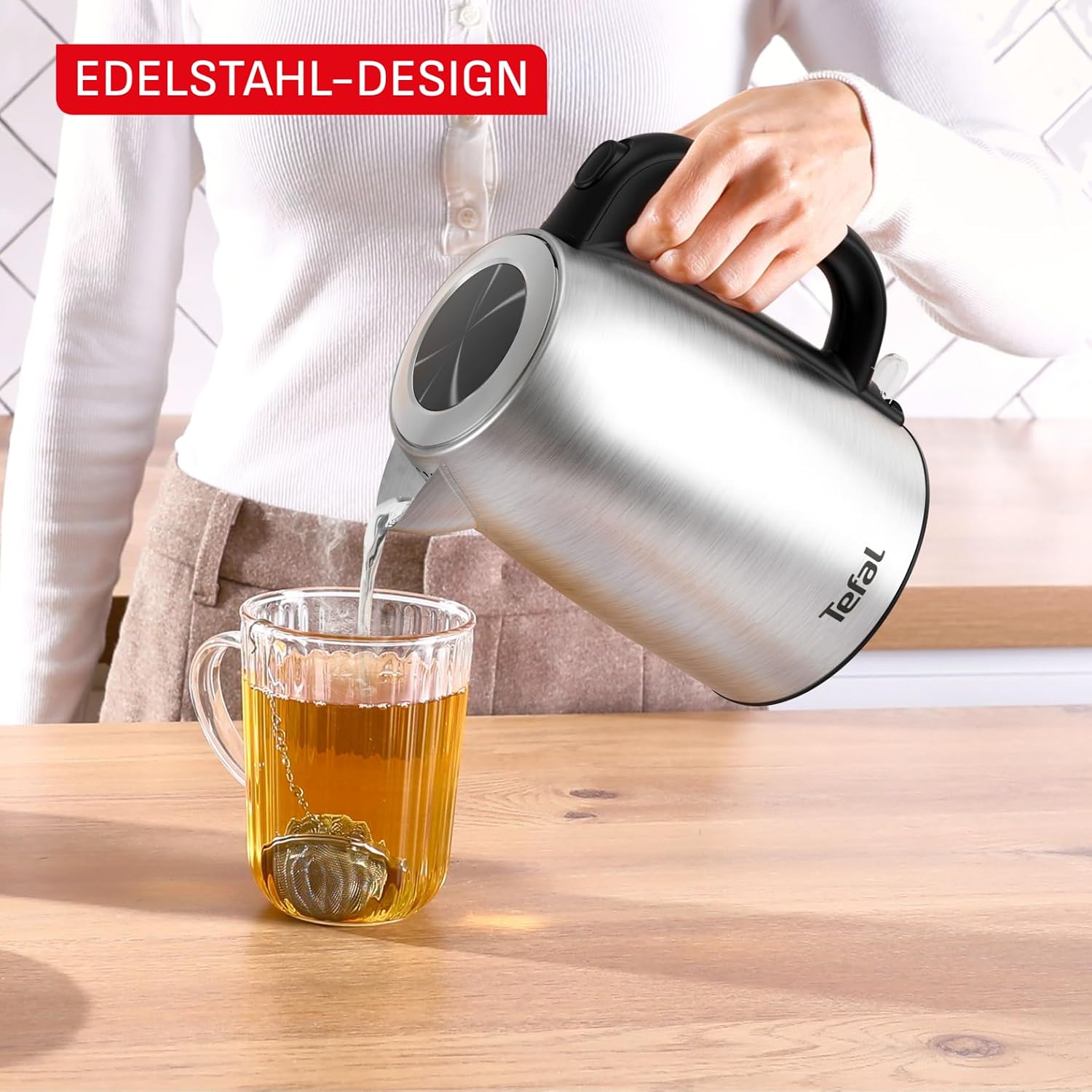 Detalle de Tefal Edelstahl-Wasserkocher 1,7 l, 2200 W – KI1R0DE0