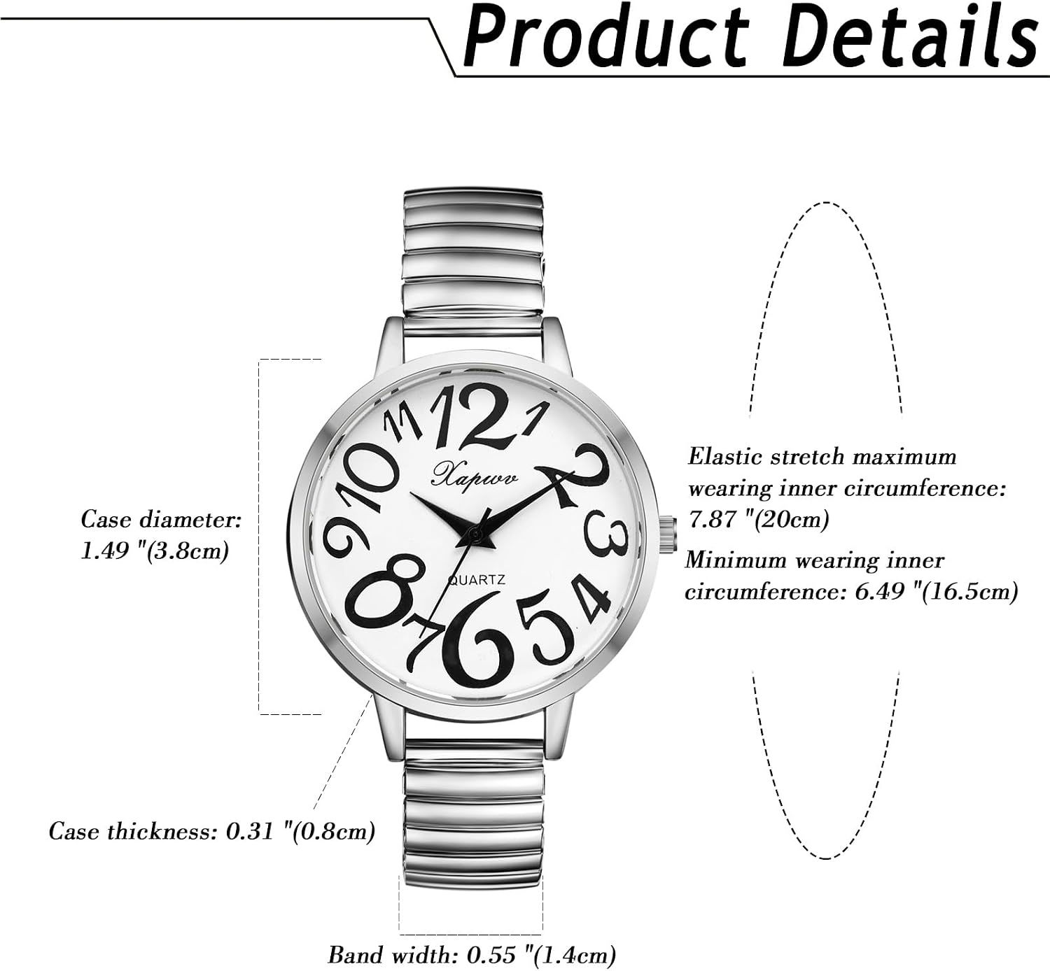 Thumbnail 4 de Avaner Armbanduhr für Damen mit großem Zifferblatt und elastischem Armband (Analog, Quarz)