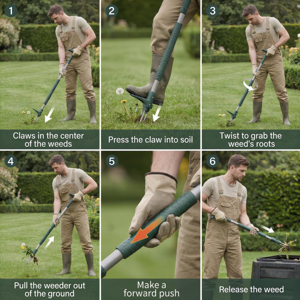 Thumbnail 5 de Kinebriar Weed Puller Root Remover with Long Handle – 3-Claw Manual Weeder Tool