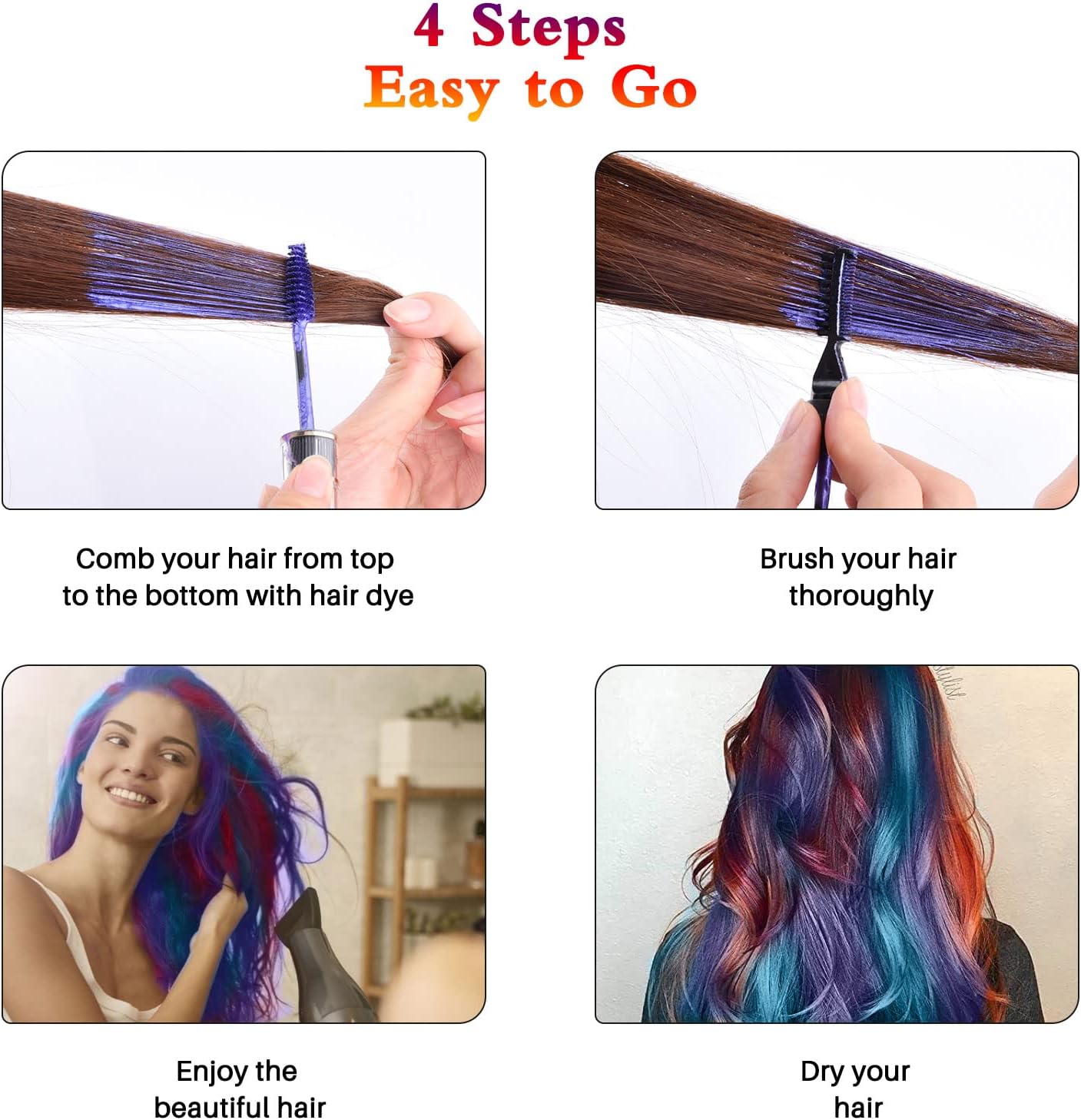 Thumbnail 3 de ROMYSE haarkrijt, 8 kleuren vloeibare uitwasbare haarverf, 15 ml per flesje