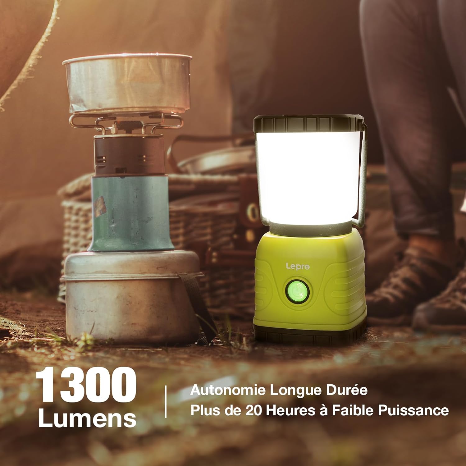 Thumbnail 2 de Lepro Lampe Camping Rechargeable 1300 lumens, 4 modes et intensité variable (avec batterie externe 3600 mAh) — étanche IPX4