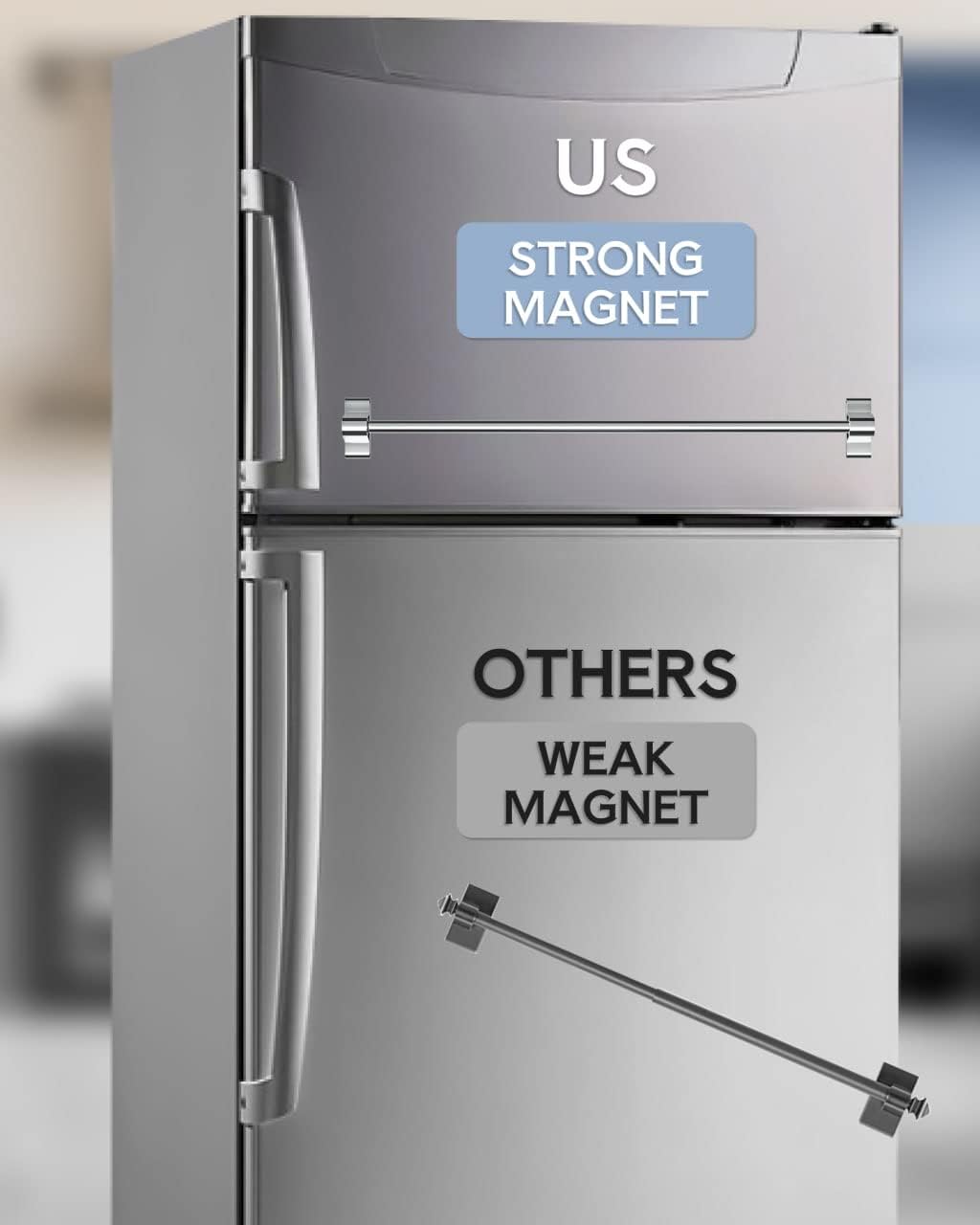Detalle 2 de Skywin SW-MTH Adjustable Magnetic Towel Holder, Modern Silver, 4-Pack