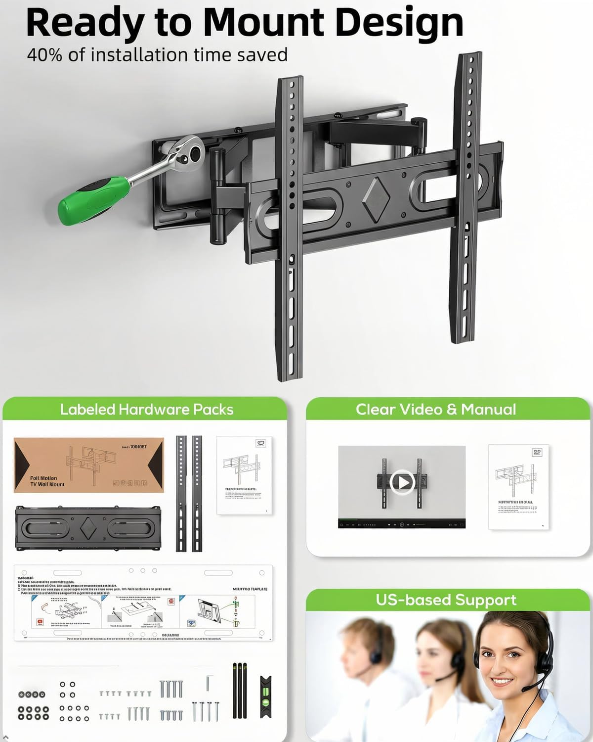 Thumbnail 6 de USX MOUNT TV Wall Bracket XMM907 for 32–70 Inch TVs (up to 50kg) with Full Motion