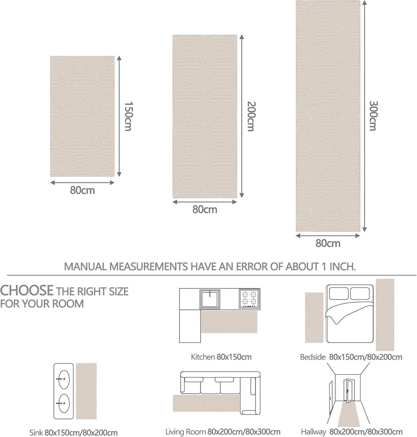 Thumbnail 1 de Capslpad 80 x 300 cm Carpet Runner, Beige, Washable and Non-Slip