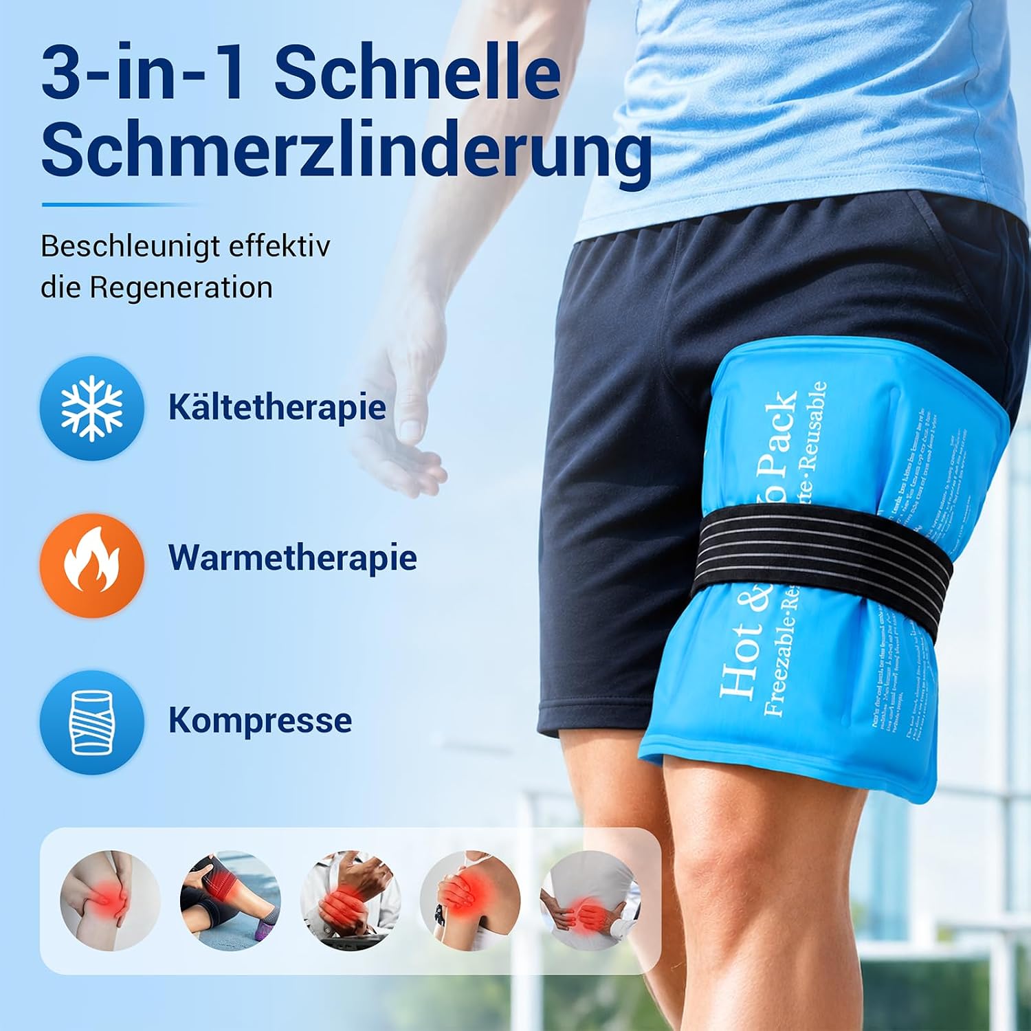 Thumbnail 3 de Comfytemp K9103013 groot gelkompres 27 x 37 cm, verstelbare band, warm en koud