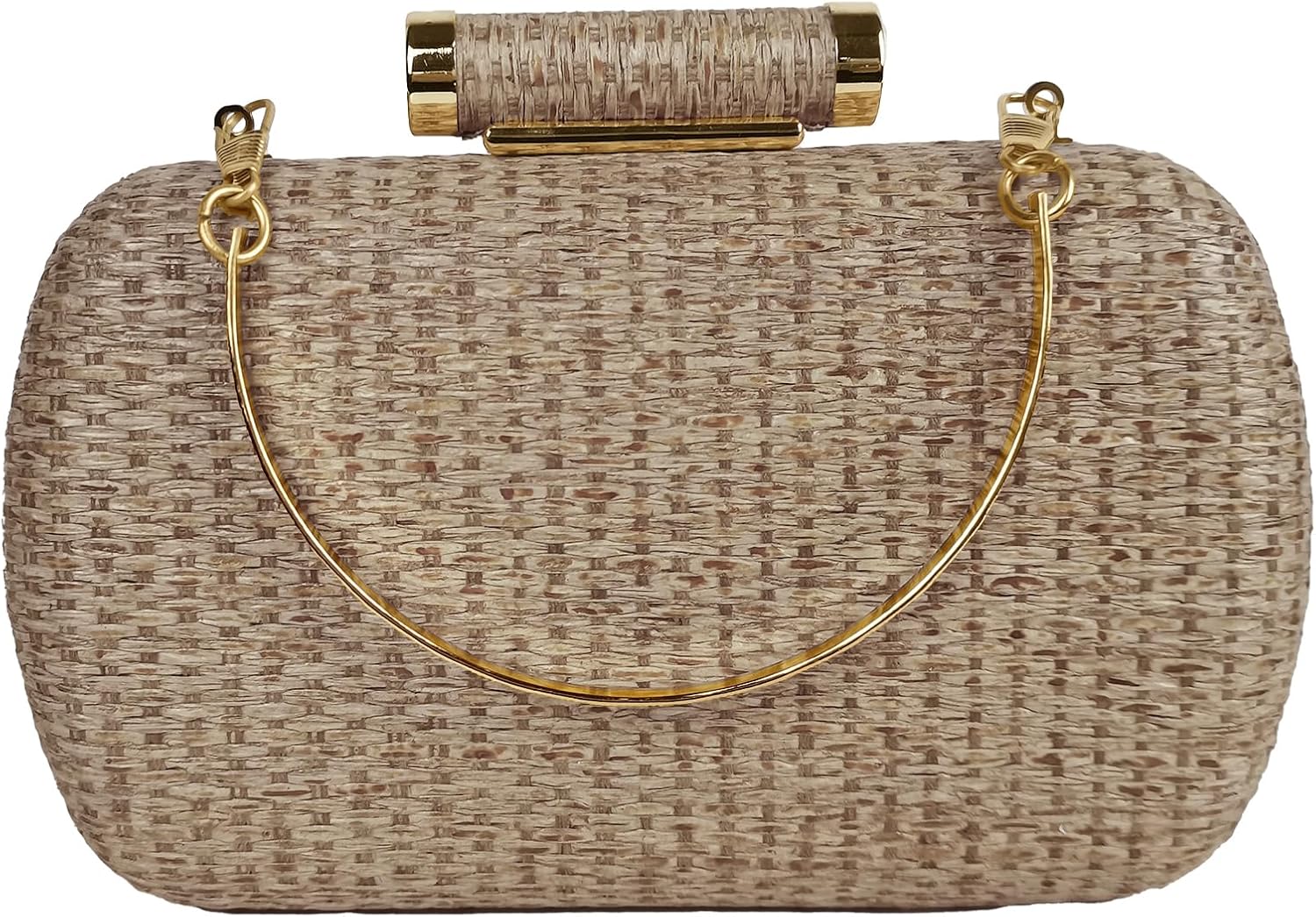 Detalle de Cckuu Women’s Raffia Straw Clutch Bag – hand-woven wicker evening purse for summer weddings and beach days