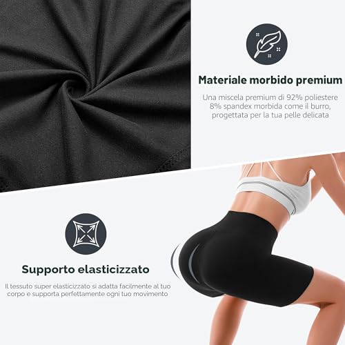 Detalle de SINOPHANT Pantaloncini Palestra Donna Shorts Vita Alta Morbidi Corti - Nero, L-XL