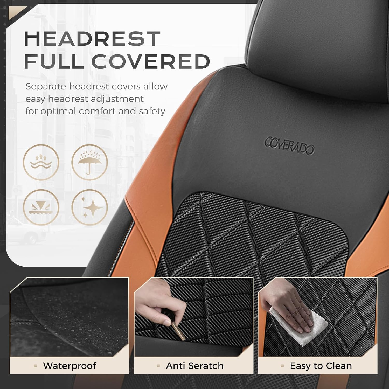 Detalle 2 de Coverado Front Car Seat Covers in PU Leather