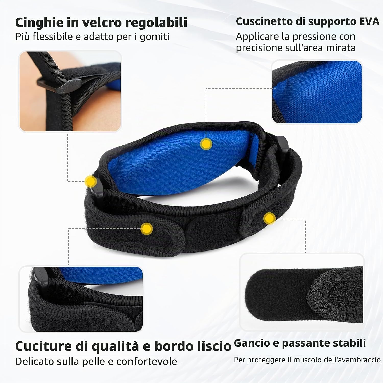 Detalle de CAMBIVO Tutore Epicondilite Gomito Regolabile – 2 pezzi con imbottitura EVA, supporto per epicondilite e tendinite