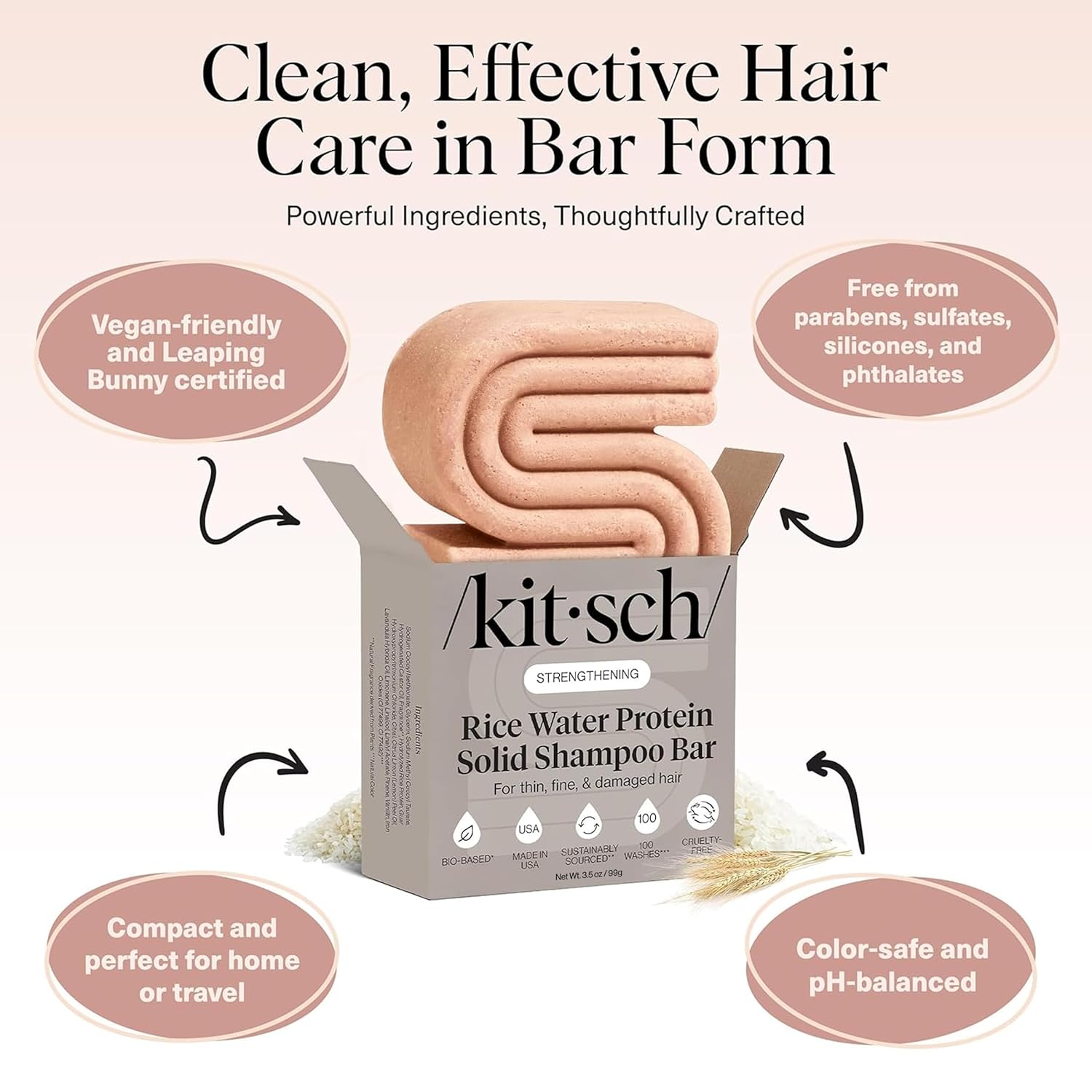 Thumbnail 3 de Kitsch Rice Water Shampoo Bar (3.5 oz) for Hair Growth—Sulfate-Free, Silicone-Free, Vegan
