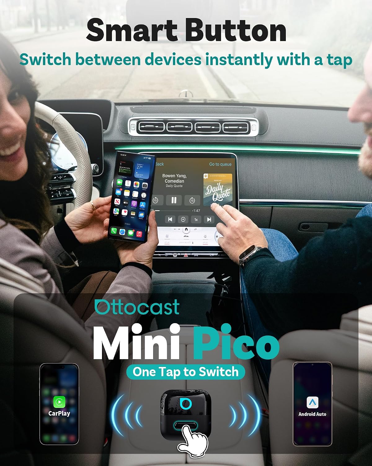 Detalle 2 de Ottocast Mini Pico 2026 Wireless CarPlay dongle