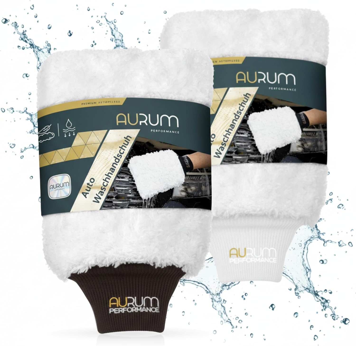 Detalle de Aurum-Performance Profi Autowaschhandschuhe aus Microfaser (2er-Set) – schonende Autopflege per Handwäsche