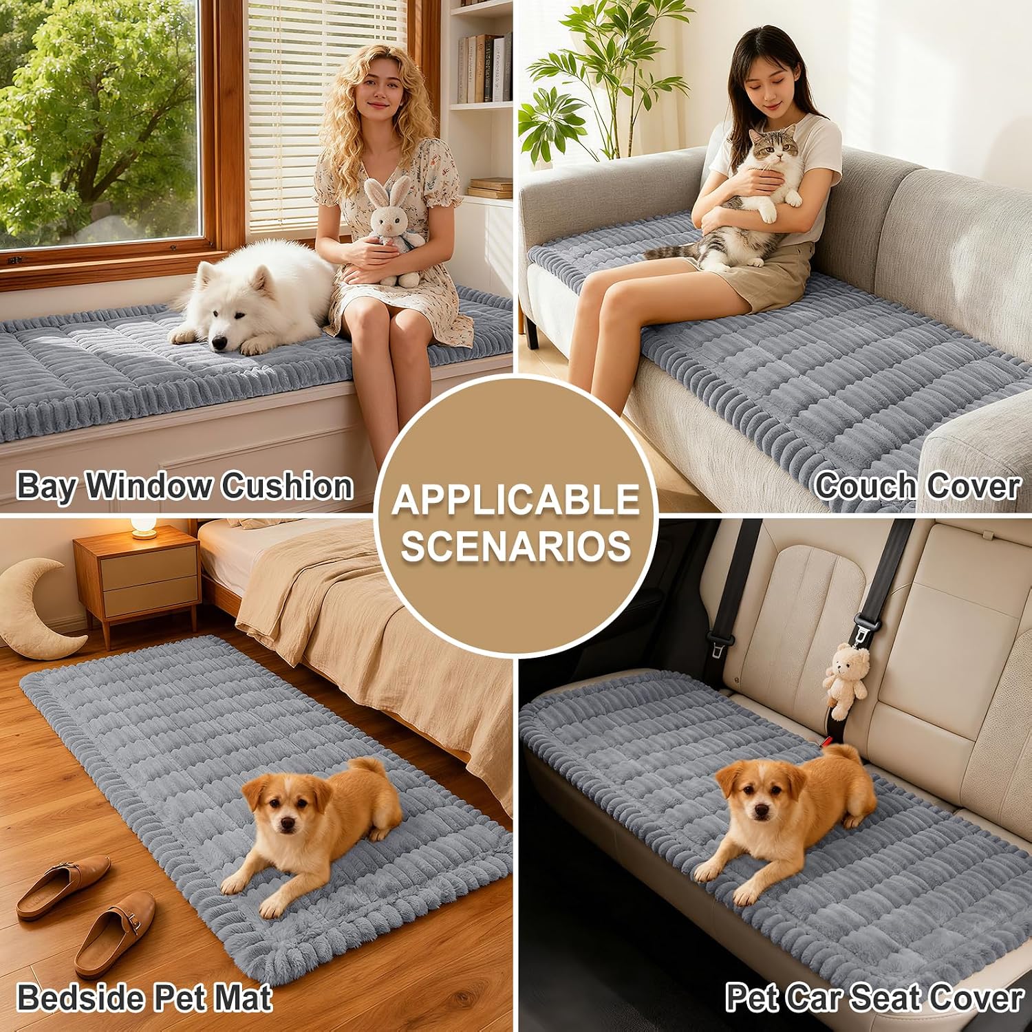 Thumbnail 3 de hyha Couch Cover for Dogs: Non-Slip, Washable Flannel Protector for Sectionals and Loveseats (Grey, 27.6" x 70.9")