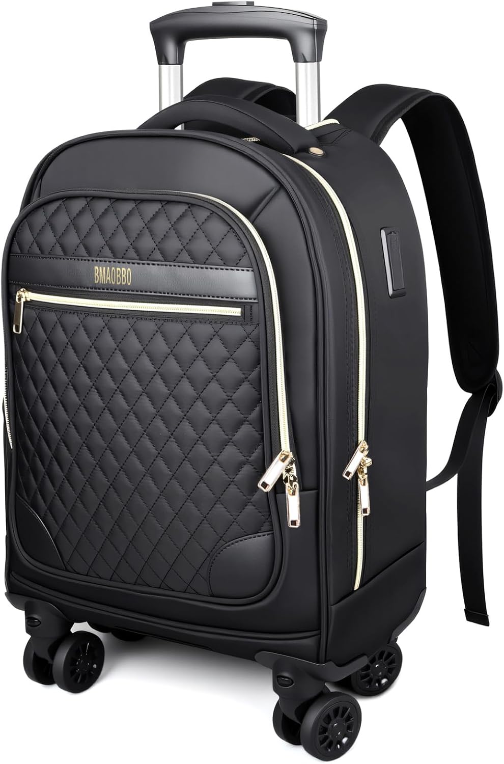 Detalle de BMaoBBo Women’s 15.6" Wheeled Backpack Carry-On Trolley Luggage (30L, 52x32x20cm) – Black