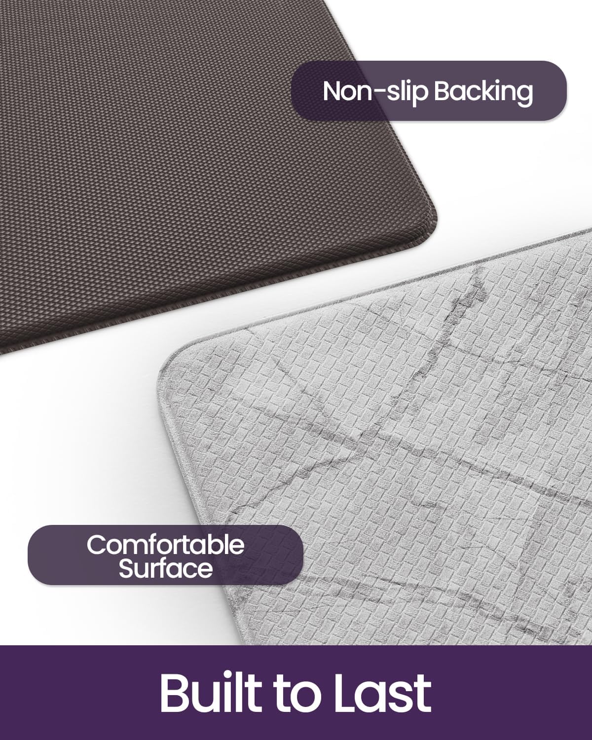 Thumbnail 6 de DEXI Cushioned Anti Fatigue Kitchen Floor Mat 23x86 - Light Grey Marble Runner