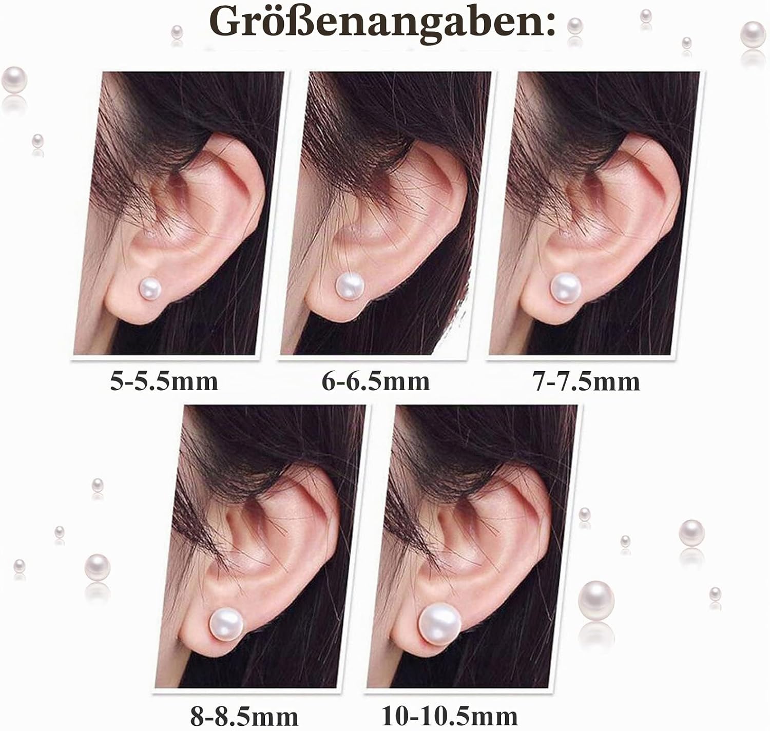 Detalle de Süßwasserperlen Ohrringe 5–10 mm