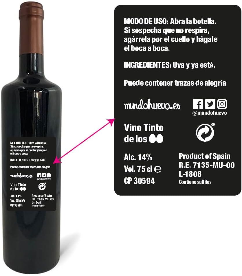 Thumbnail 1 de Vino Tinto 75cl "Ya Tienes 50 y No los Aparentas" 🍷