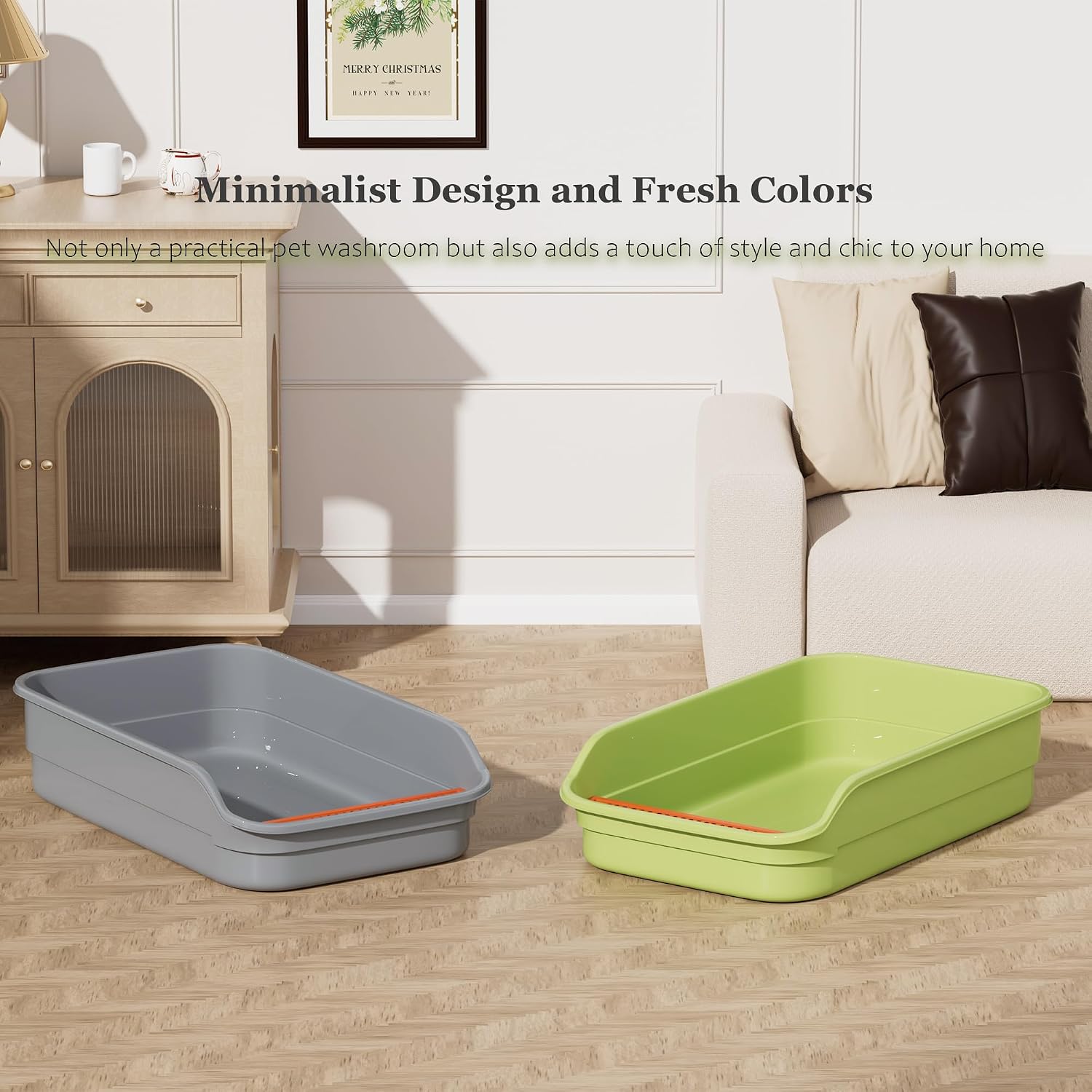 Thumbnail 6 de Vealind Large Cat Litter Tray with High Sides and Low Entry (60 x 40 x 16 cm)