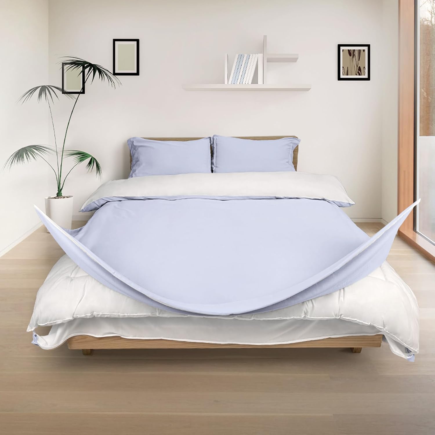 Imagen de REDSSEN Cloud Blue 3-Side Opening Duvet Cover Set King (400TC Organic Cotton) en OfertitasTOP