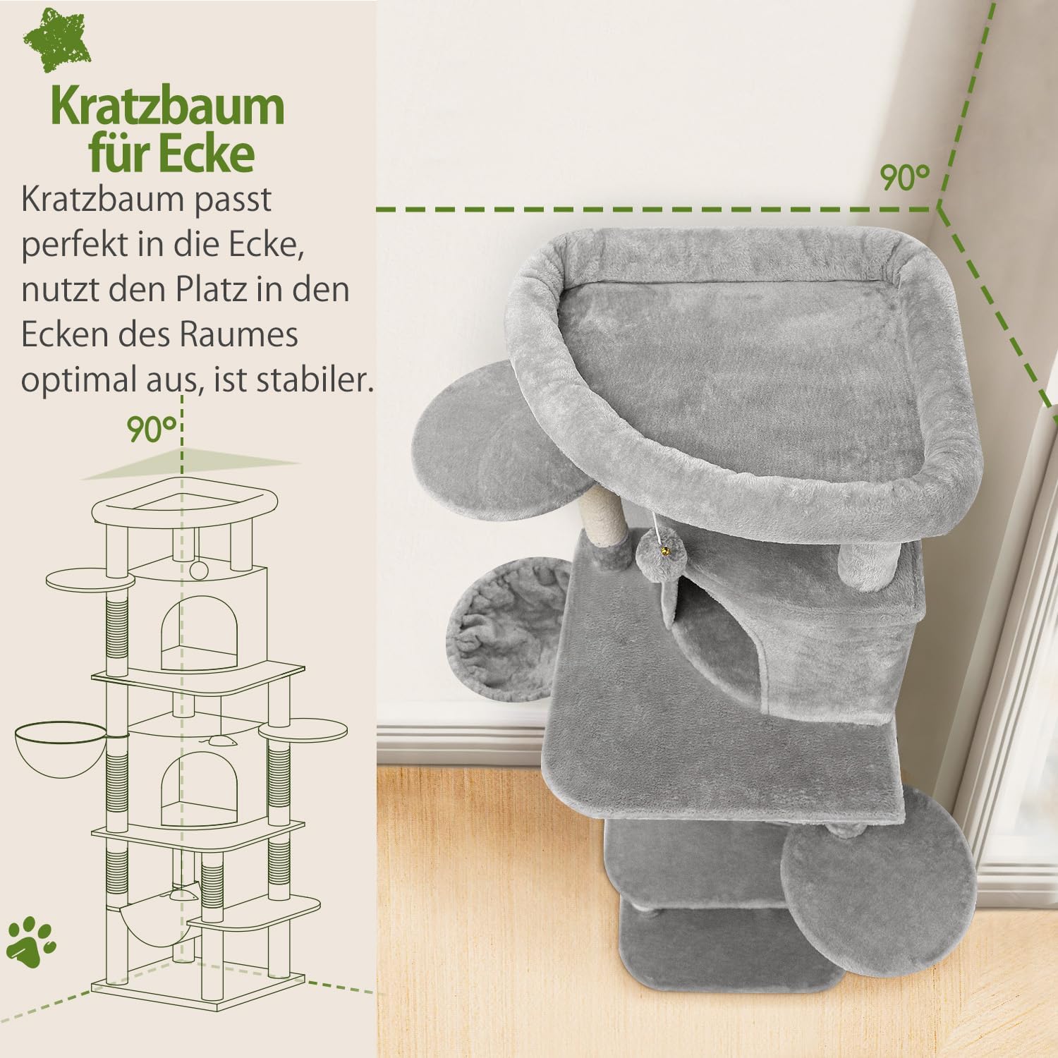 Thumbnail 4 de Globlazer Kratzbaum Katzen Eckkratzbaum 90°