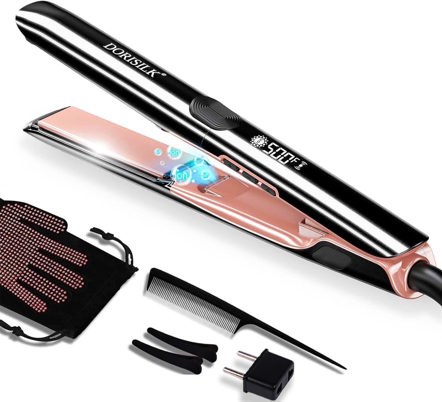 Detalle de DORISILK 1-Inch Ceramic Flat Iron for Straightening and Curling