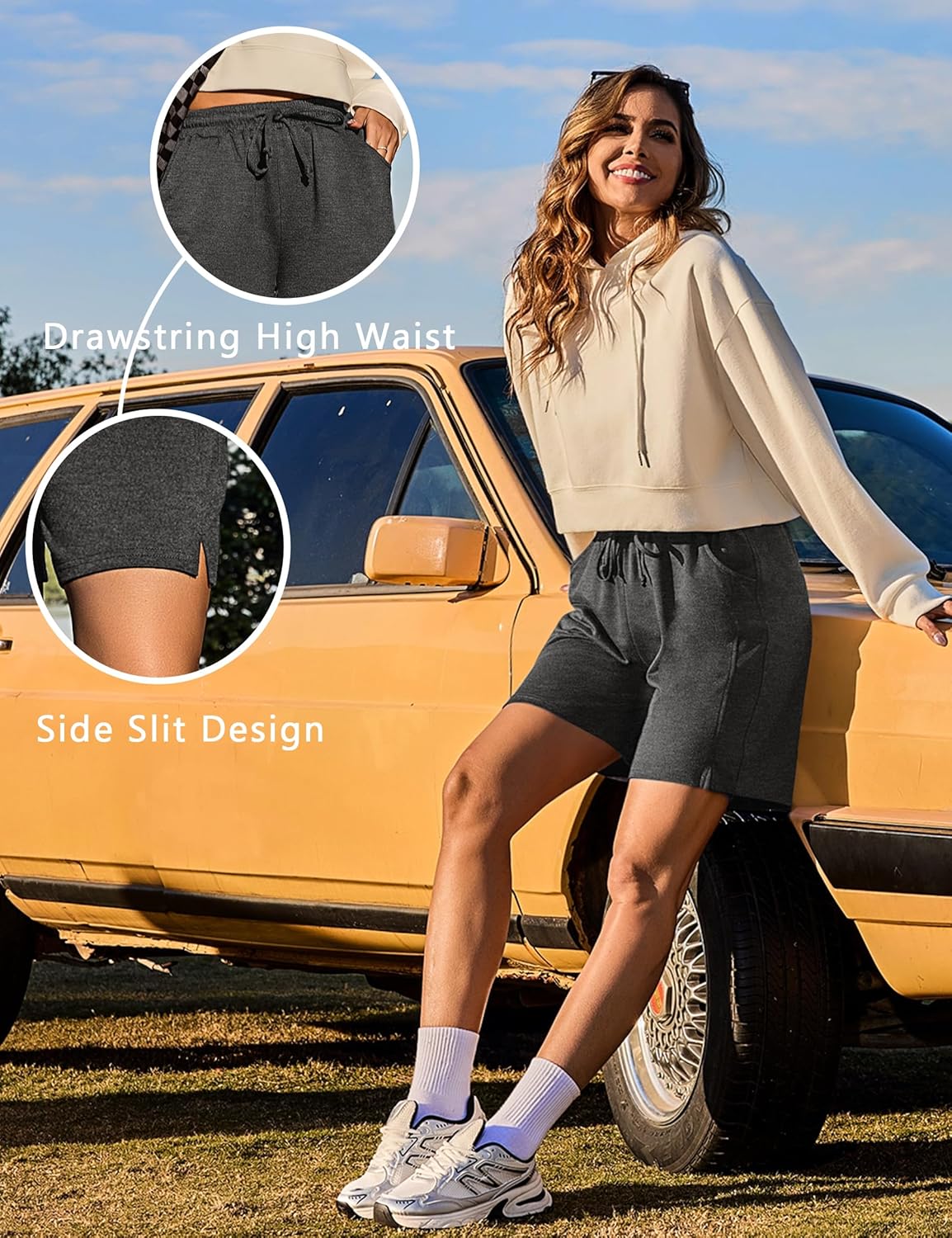 Thumbnail 4 de Leversic Femme Bermudas Pantalon Court Été – Shorts de sport avec cordon et poches