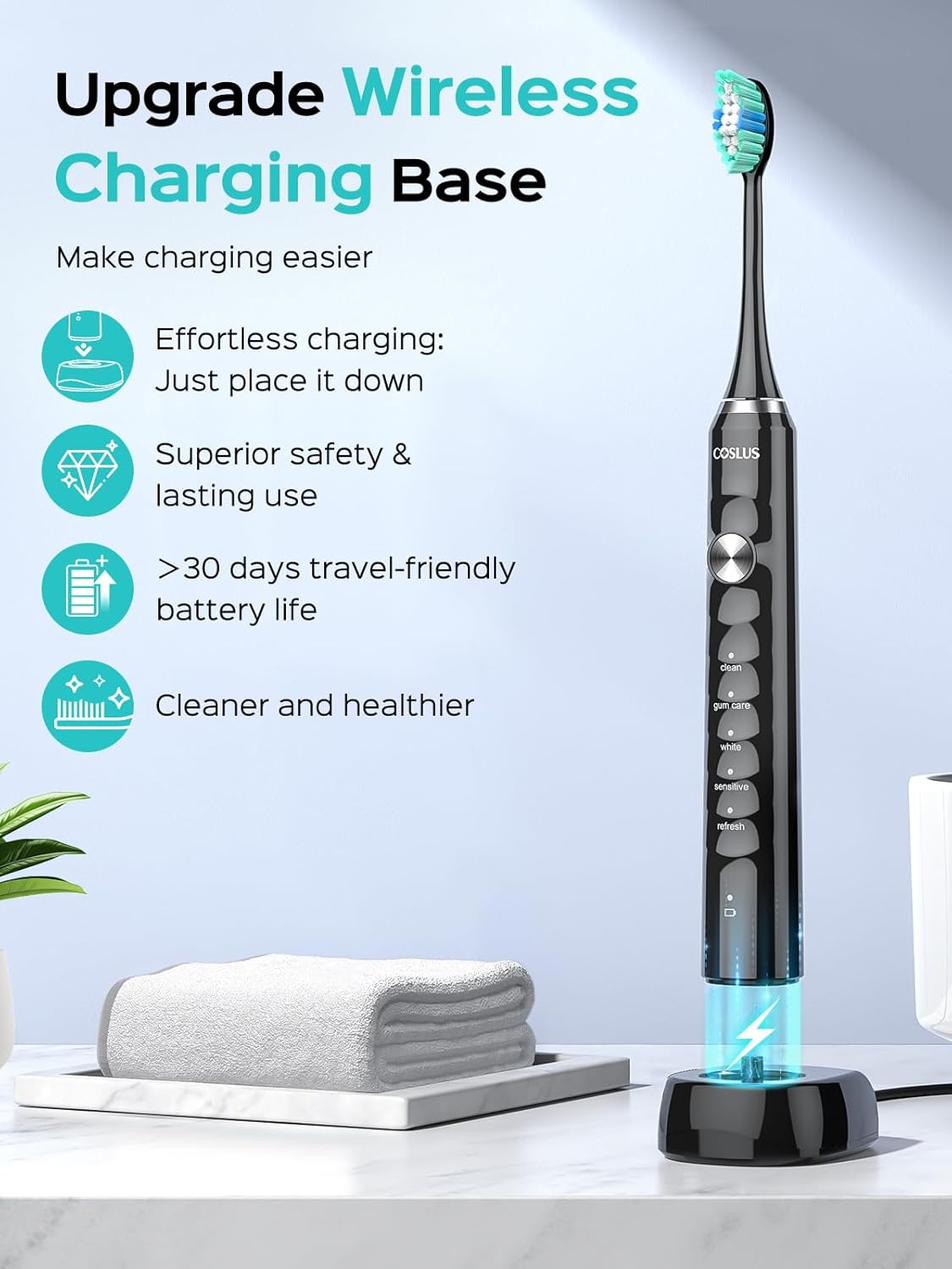 Detalle 2 de COSLUS Sonic Electric Toothbrush 47000 VPM 🪥