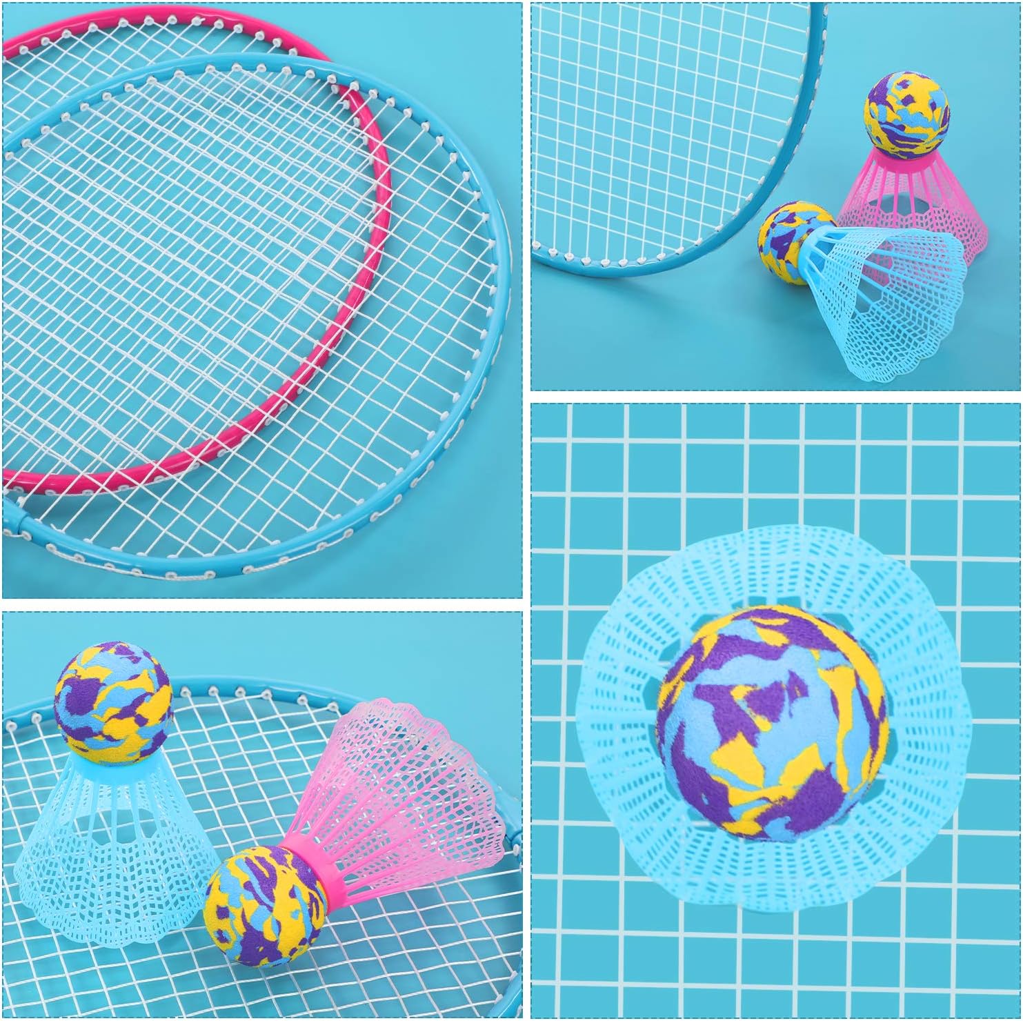 Detalle de Keehoo KH Federball-Set Badminton-Schläger-Set für 2–4 Spieler (für Kinder & Erwachsene), inkl. Federbälle & Tragetasche