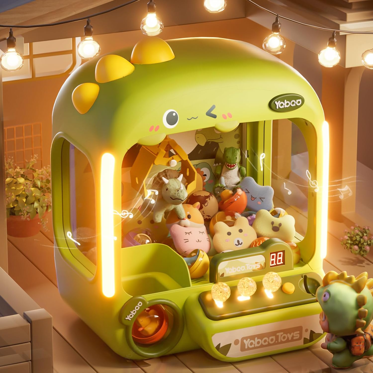 Detalle 2 de 64 PCS Large Claw Machine for Kids Dinosaur (USB or Battery) Electronic Vending Dispenser Toy