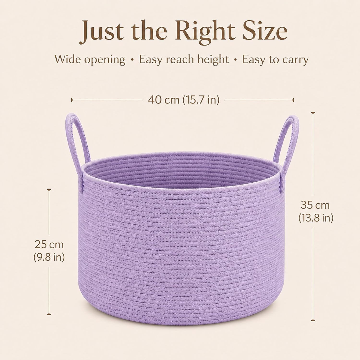 Detalle de SweetMemo 32L Woven Rope Gift Basket, Lavender Purple with Bag and Ribbon