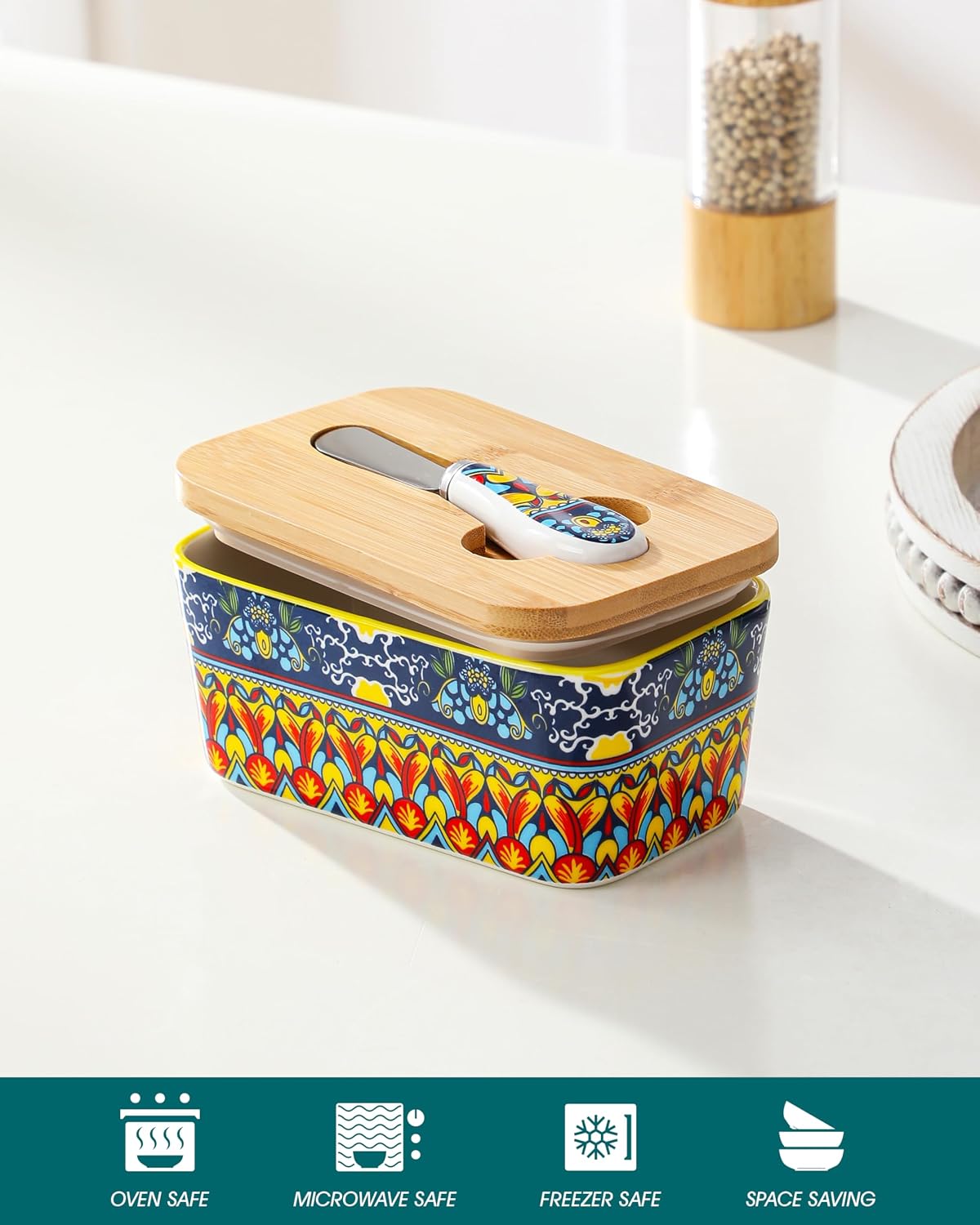 Detalle 2 de vancasso Ceramic Butter Dish, 6.5-Inch
