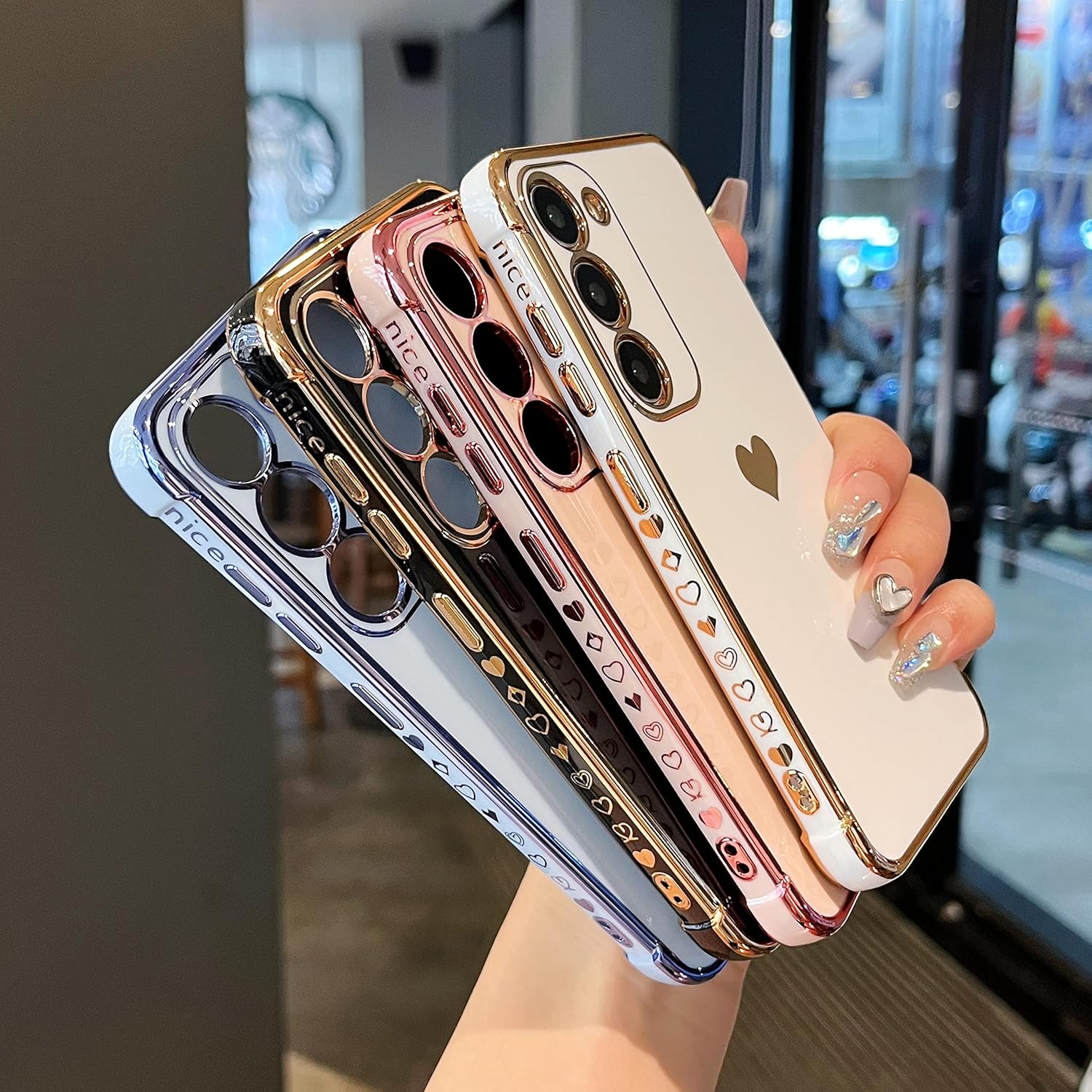 Thumbnail 3 de DEFBSC Case for Samsung Galaxy S23 (White) — cute heart edge shockproof TPU cover