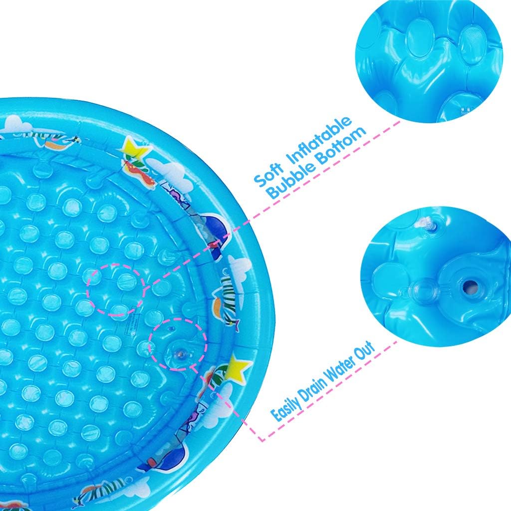 Thumbnail 1 de 3 Rings Kiddie Pool for Toddler, 48” x 12” – Inflatable Baby Pool with Drain, Bubble Bottom, and Durable Vinyl (Blue)