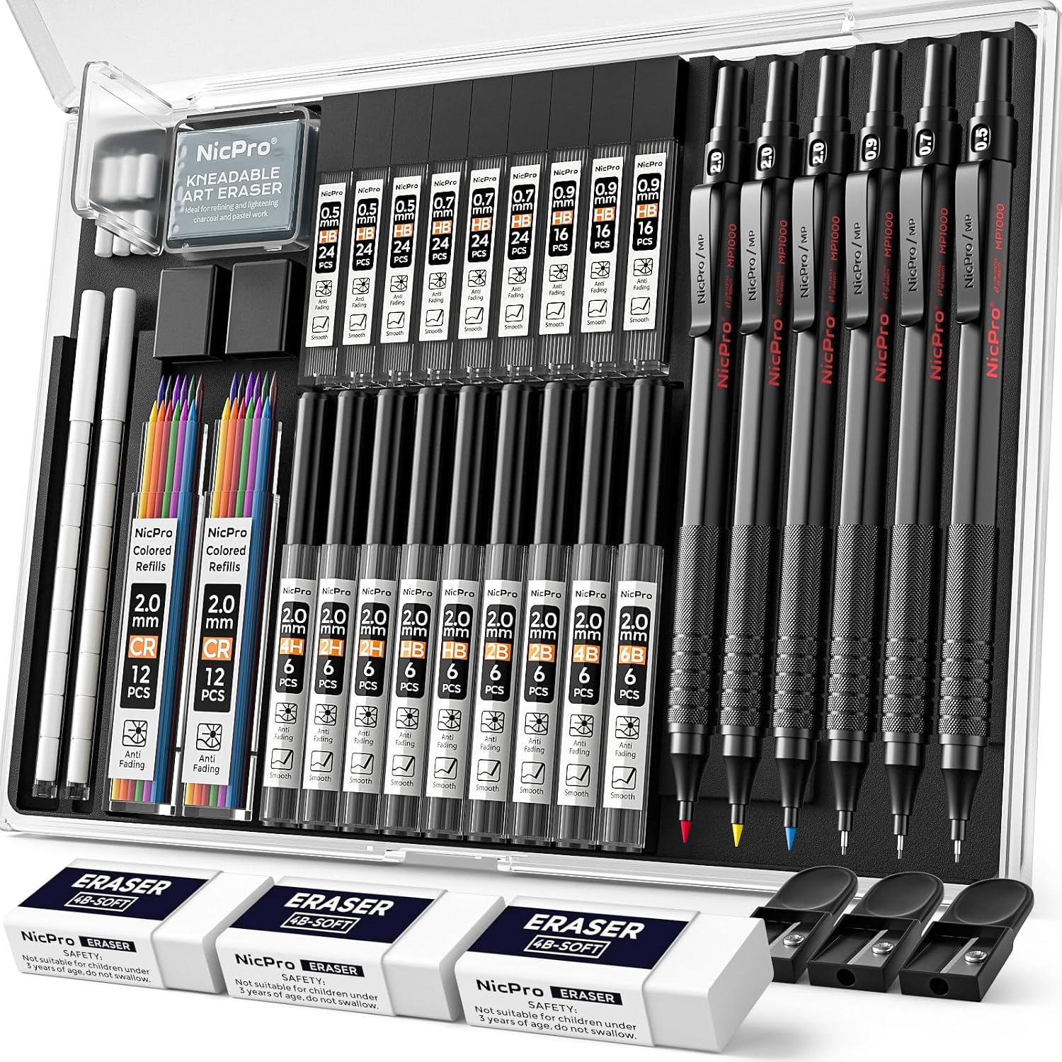 Detalle de Nicpro Metall Druckbleistifte Set 35 Teile 0,5–2,0 mm ✏